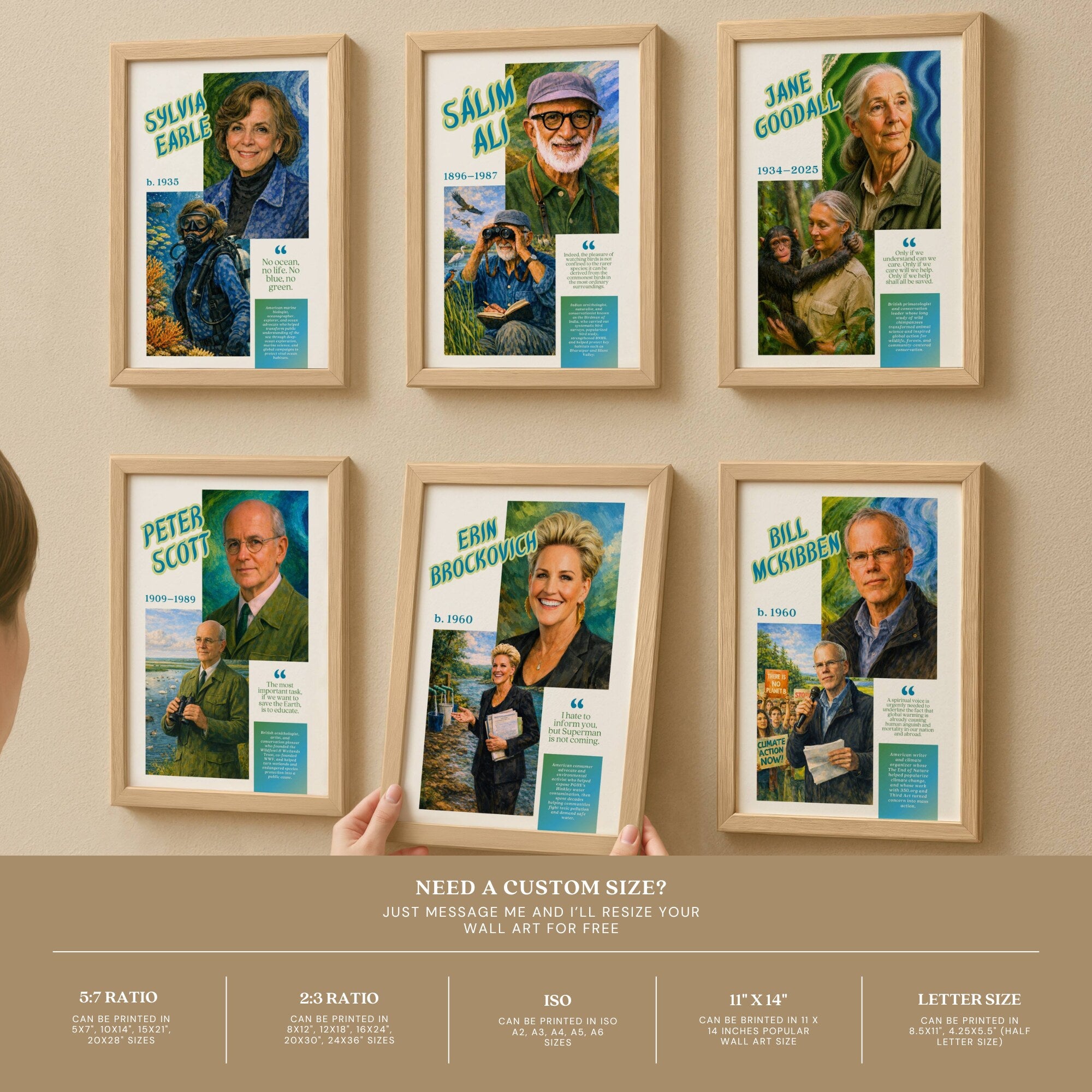 Printable environment advocates poster set of 50+ featuring awareness quotes for Earth Day, World Environment Day, classroom decor, and bulletin boards.