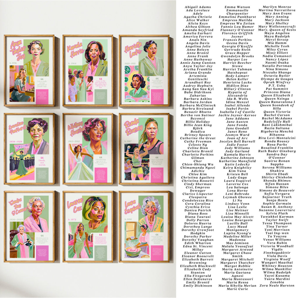 Printable Women’s History Month poster mega bundle with 200+ iconic women posters for classroom decor, bulletin boards, history lessons, and displays.