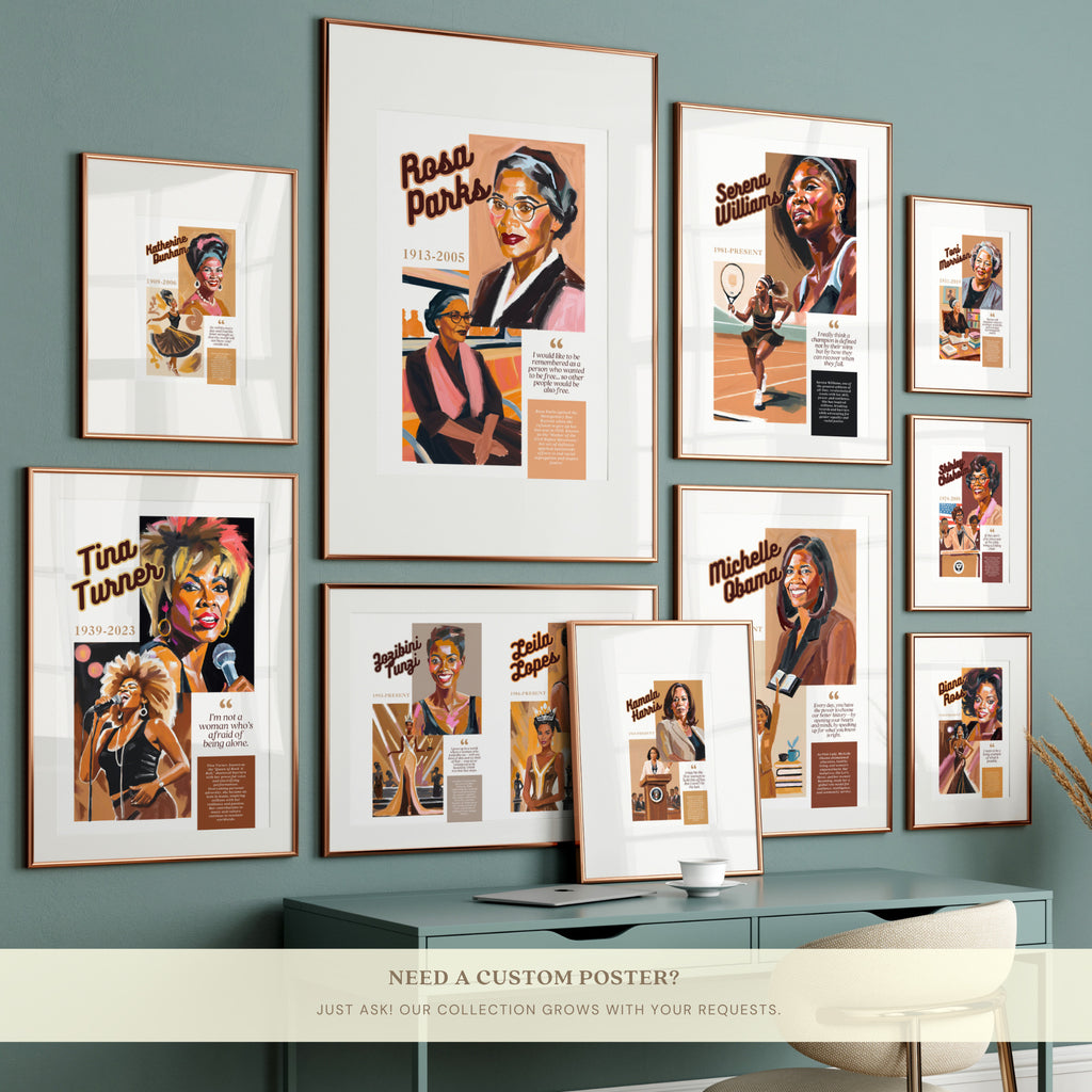 Printable Black History Month poster set of 85 featuring African American and African heritage icons, famous quotes, classroom decor, and bulletin boards.