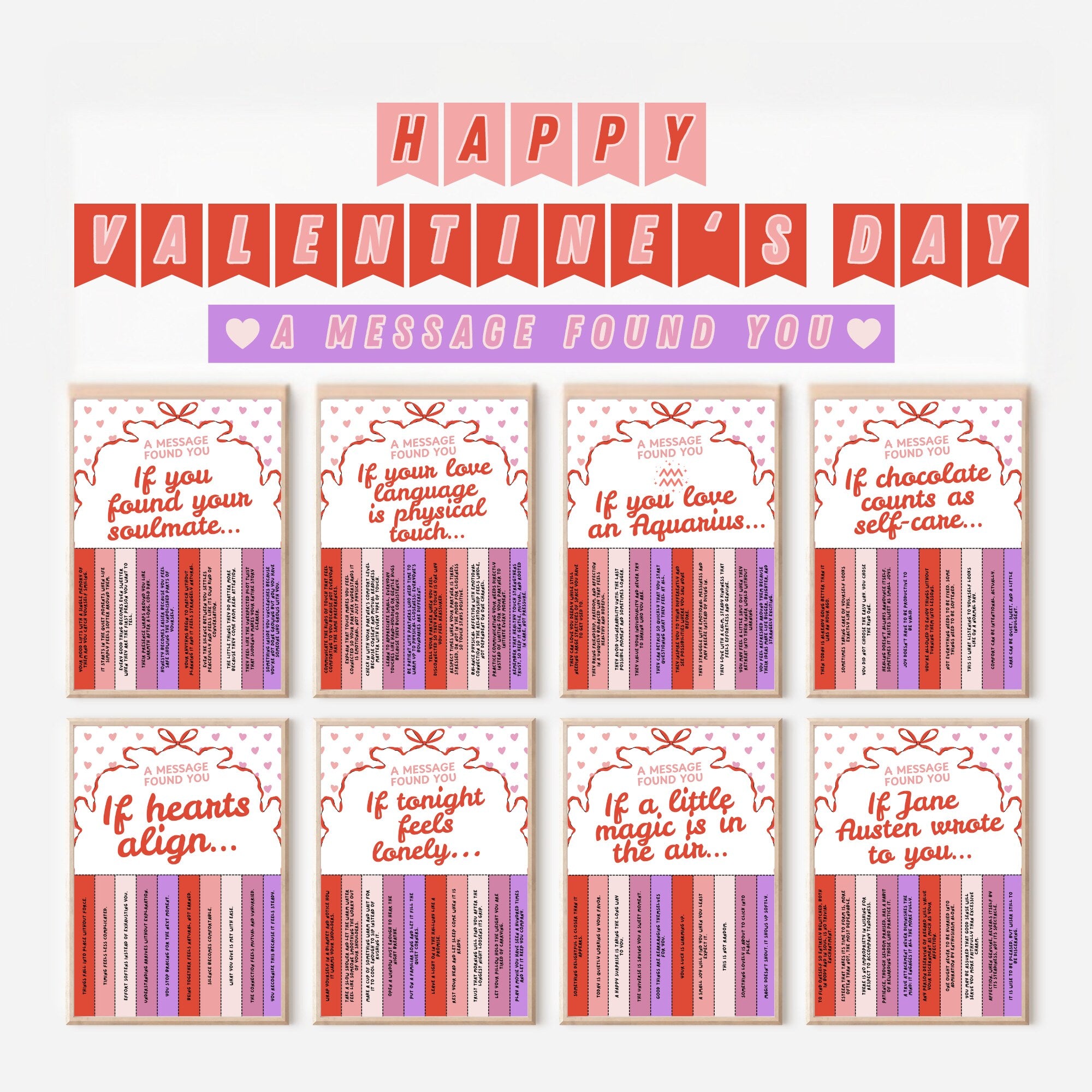 Printable Valentine’s Day takeaway quotes set of 200 with love affirmations for February bulletin boards, classroom activities, and wall displays.