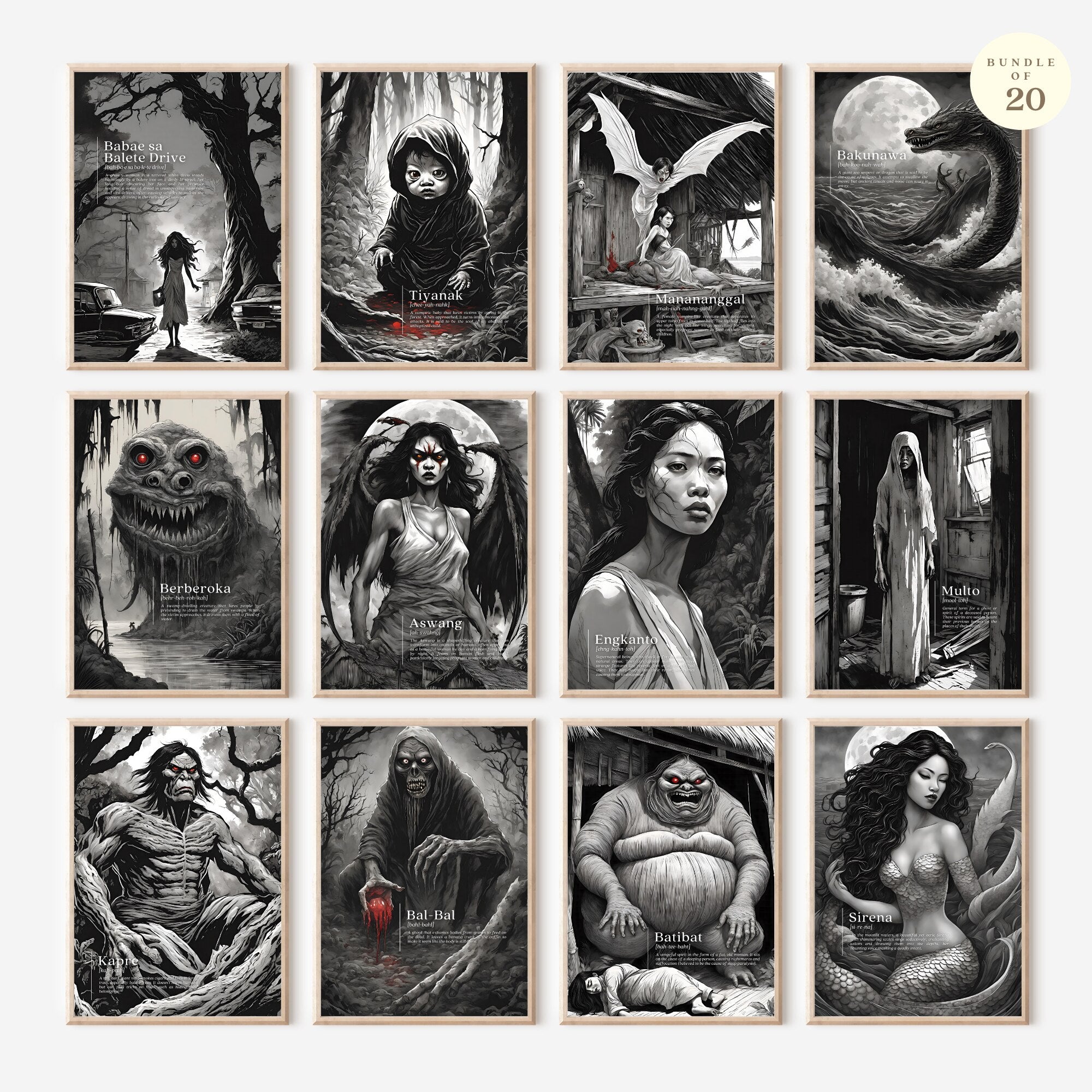 Philippine Mythological Creatures Posters Set of 20, Halloween | Digital Download