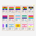 Printable Pride Flags poster set of 80 for Pride Month classroom decor, LGBTQ history displays, June bulletin boards, and inclusive spaces.
