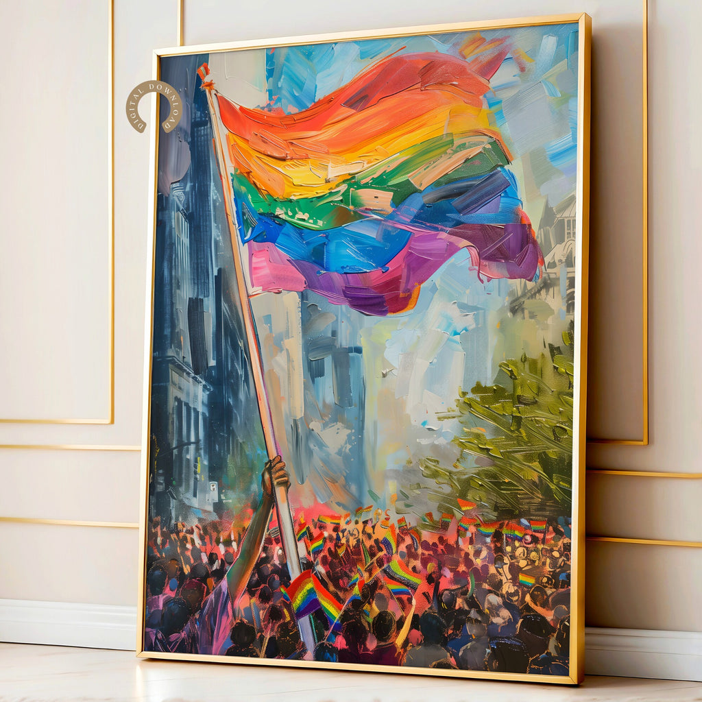 Printable Pride Month wall art featuring LGBTQIA+ history themes for inclusive classroom decor, bulletin boards, and Pride March displays.