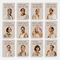 Printable Pride Month poster set of 25 featuring LGBT icons, LGBTQIA+ history, queer quotes, SOGIE displays, and inclusive classroom decor.