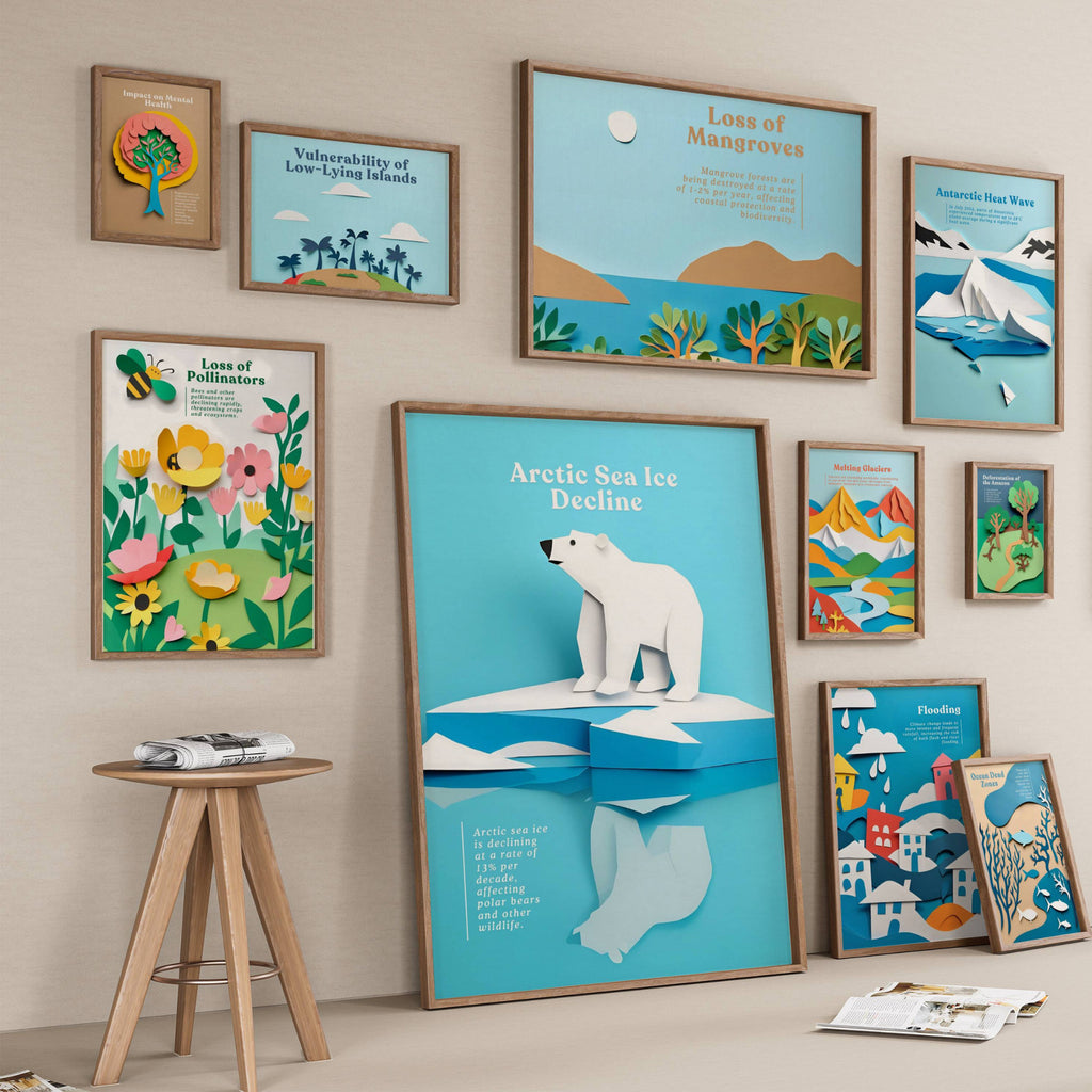 Printable Earth Day climate change poster set of 50 for environmental awareness, sustainability lessons, April bulletin boards, and classroom decor.