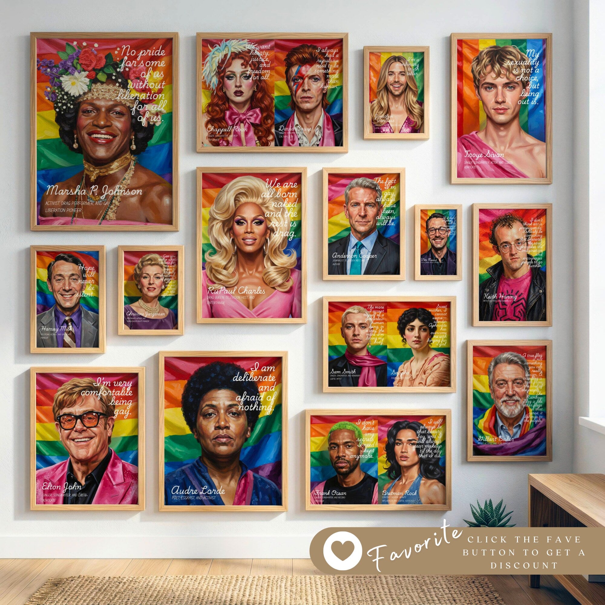 Printable Pride Month quotes poster set of 100 for LGBTQIA+ history, rainbow classroom decor, June bulletin boards, and inclusive displays.