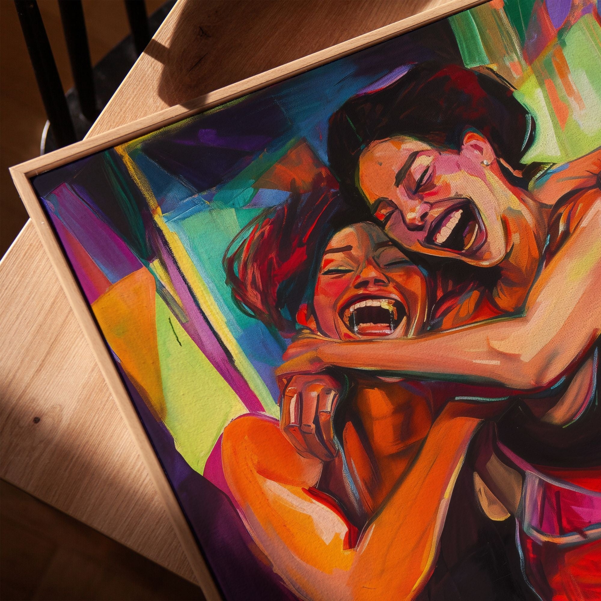 Printable sapphic wall art in a queer eclectic neon style for Pride Month decor, lesbian couple spaces, gallery walls, and inclusive home decor.