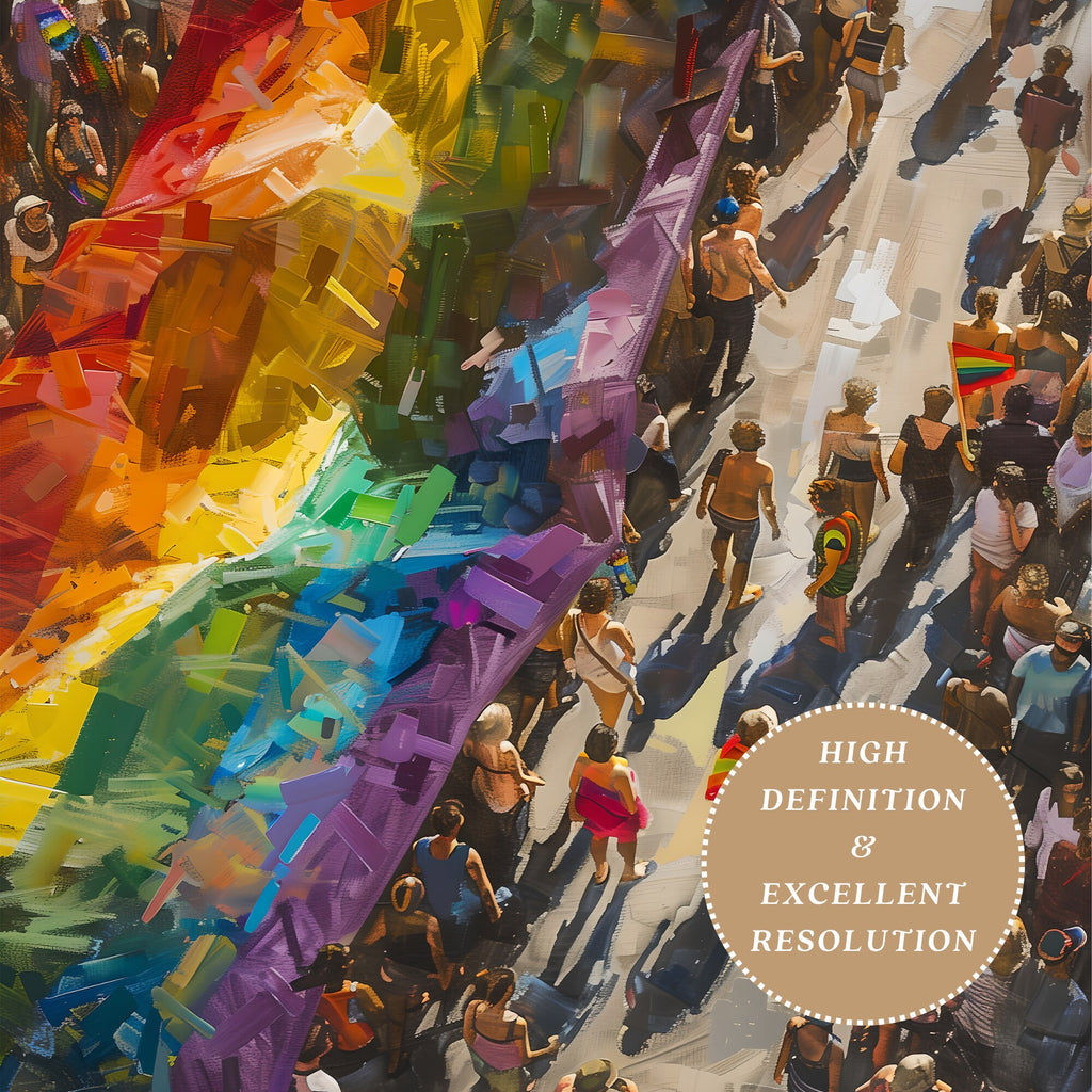 Printable Pride March wall art for Pride Month displays, LGBTQIA+ visibility, inclusive classroom decor, SOGIE bulletin boards, and equality spaces.
