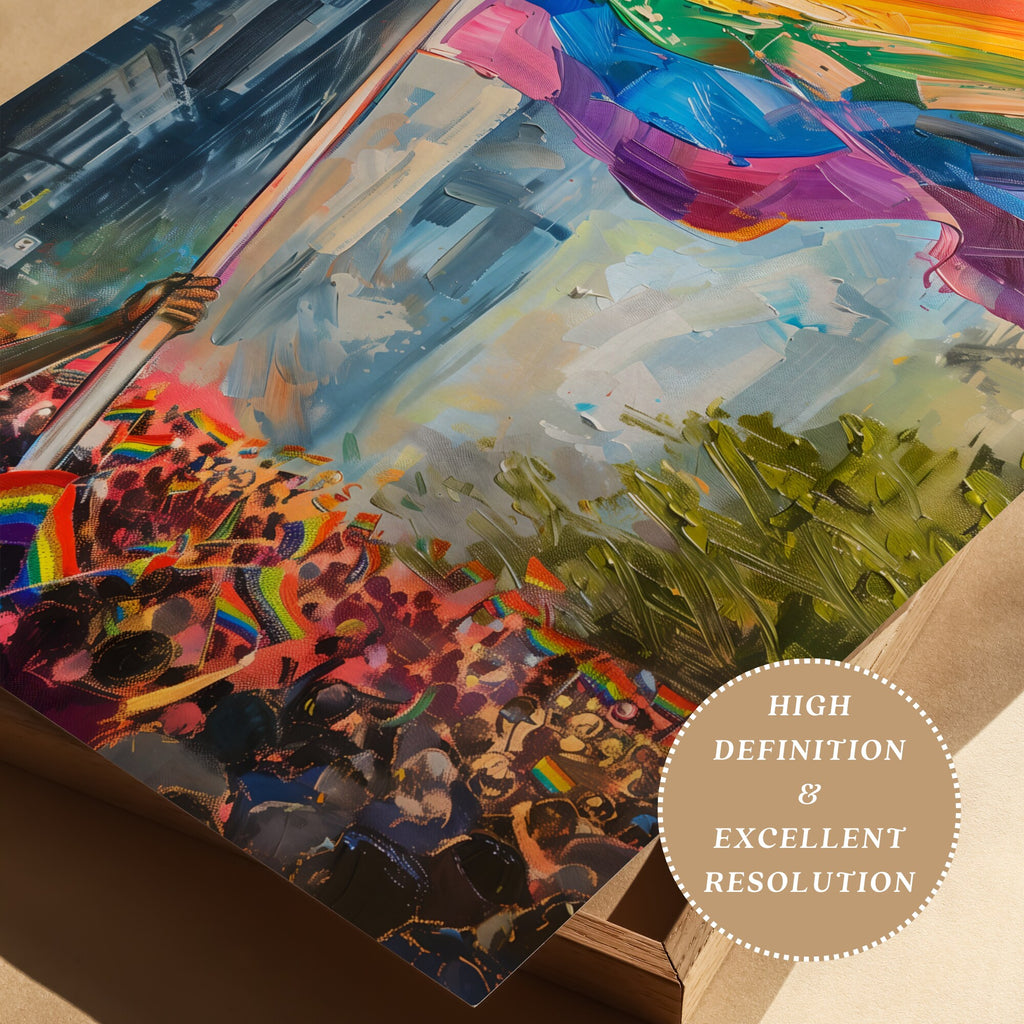 Printable Pride Month wall art featuring LGBTQIA+ history themes for inclusive classroom decor, bulletin boards, and Pride March displays.