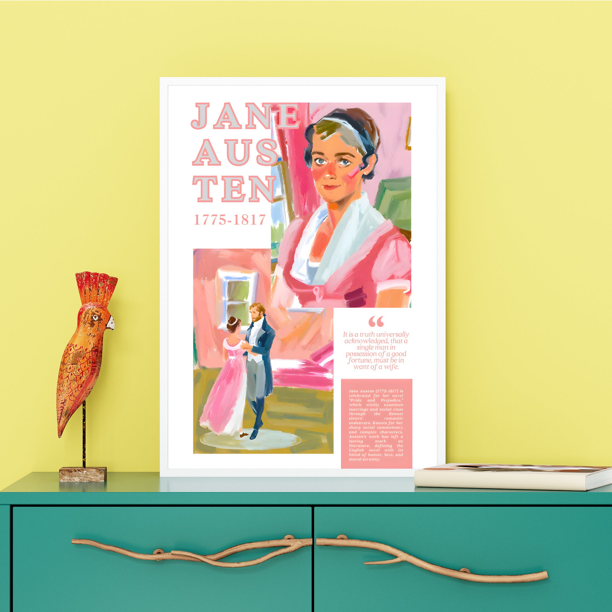 Printable Women in Literature poster set of 25 featuring inspirational quotes and achievements. Perfect for Women’s History Month classroom decor.