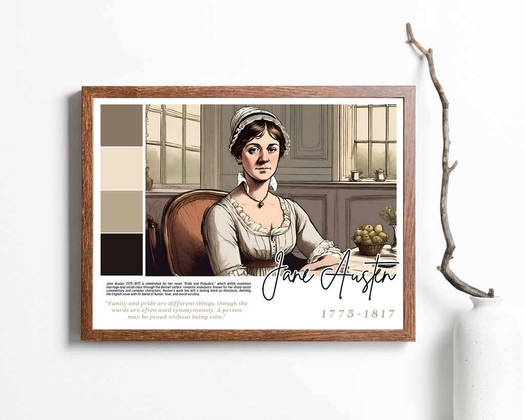 Printable Women in Literature poster set of 30 featuring famous writers, quotes, and achievements. Perfect for Women’s History Month classroom decor.