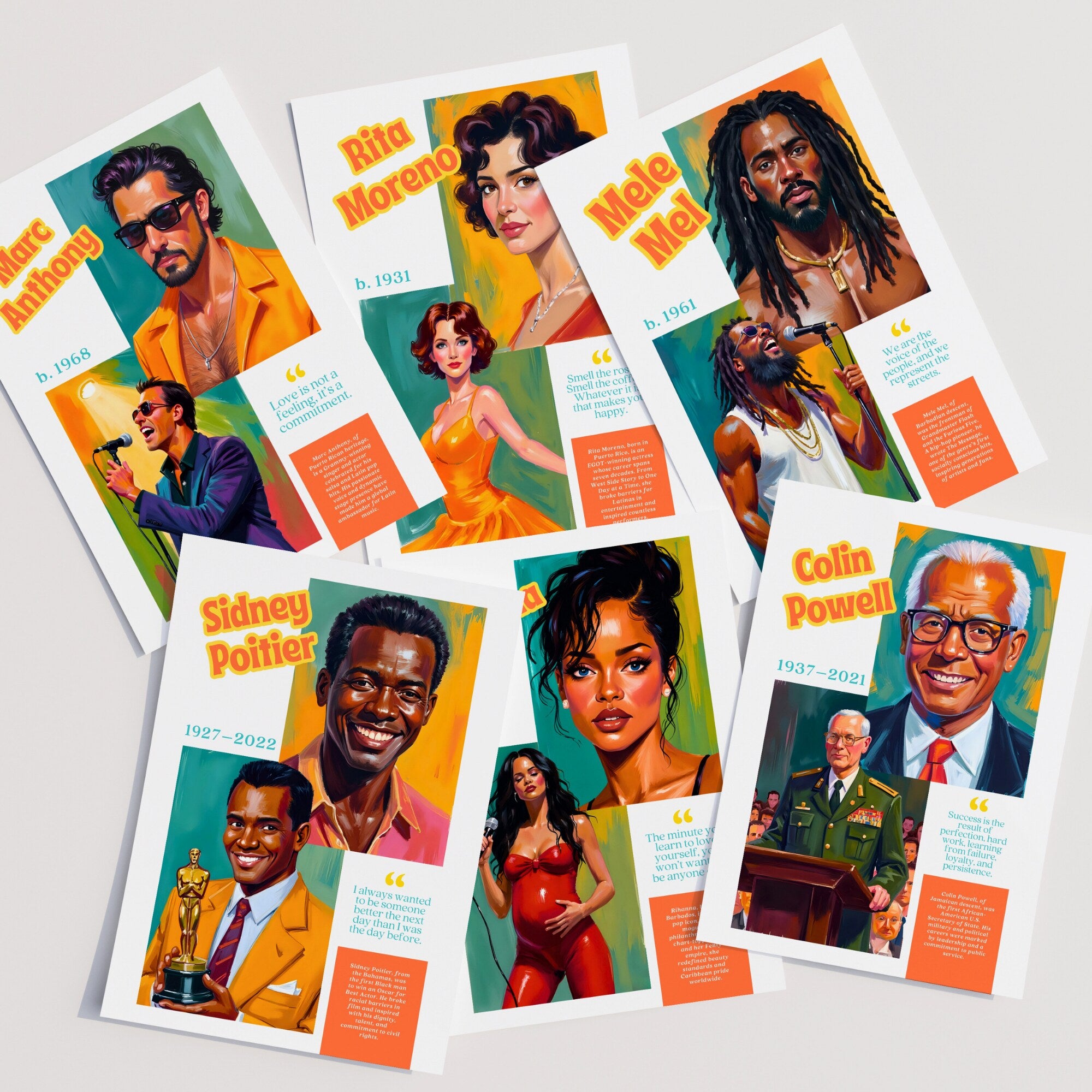 Printable Caribbean-American Heritage Month poster set of 30 featuring history icons for June bulletin boards, classroom decor, and displays.