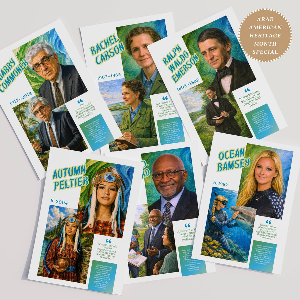 Printable environment advocates poster set of 50+ featuring awareness quotes for Earth Day, World Environment Day, classroom decor, and bulletin boards.