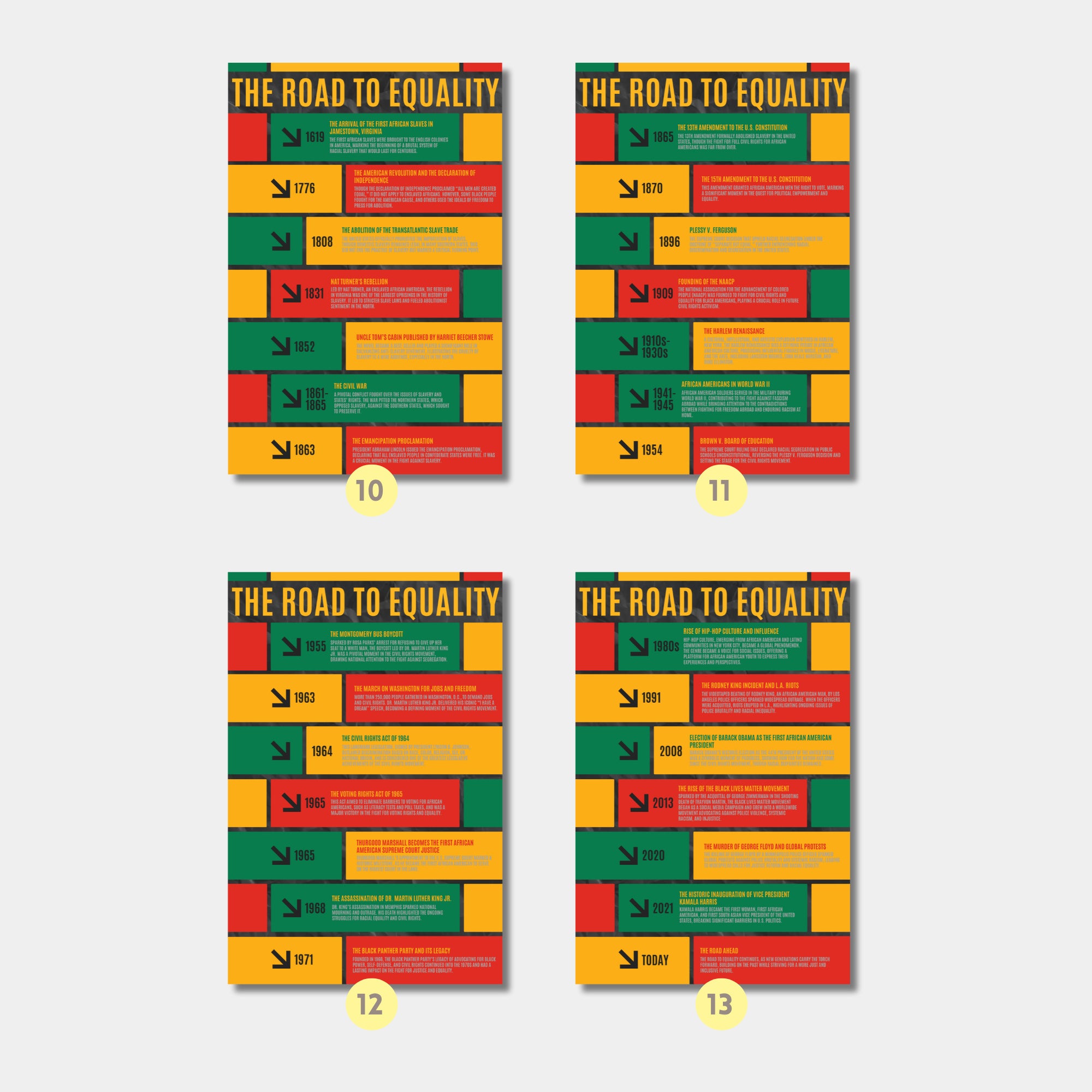 Printable Black History Month poster set of 30 featuring African American and African heritage icons for classroom decor and bulletin boards.