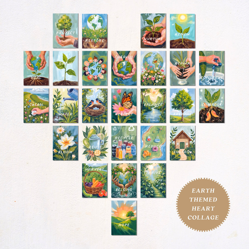 Printable Earth Day poster set of 140 for climate change awareness, world environment lessons, classroom decor, bulletin boards, and displays.
