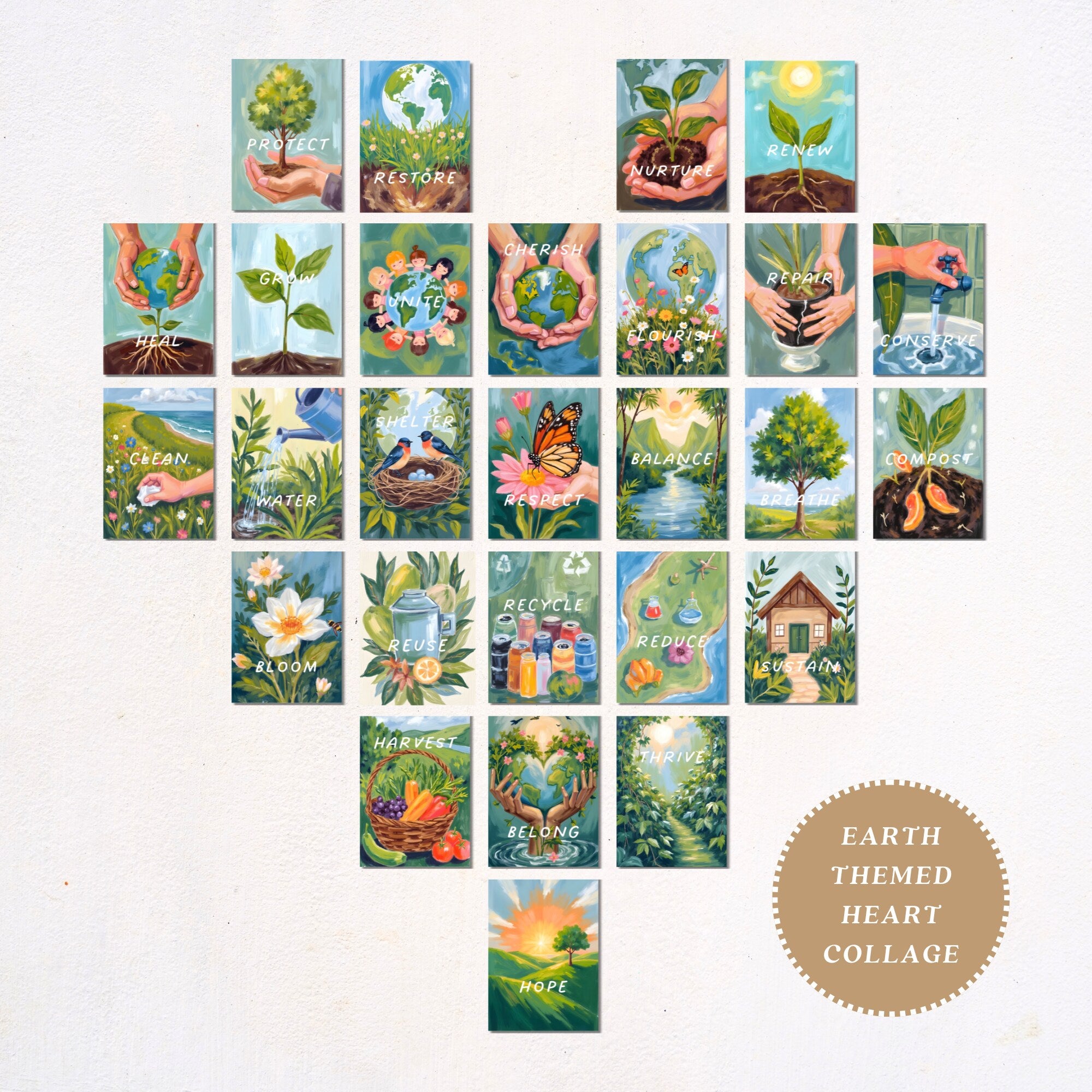 Printable Earth Day poster set of 140 for climate change awareness, world environment lessons, classroom decor, bulletin boards, and displays.