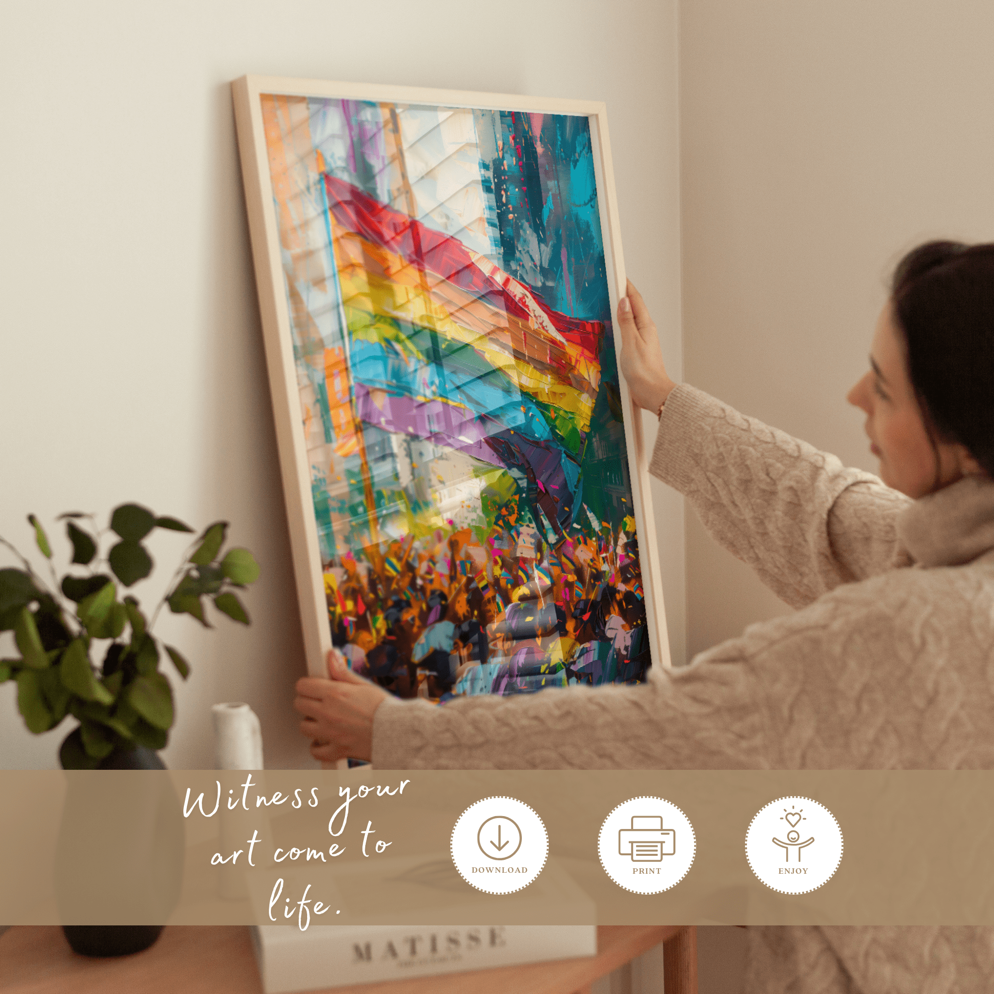 Printable Pride Month wall art featuring LGBTQIA+ history themes for inclusive classroom decor, bulletin boards, and Pride March displays.