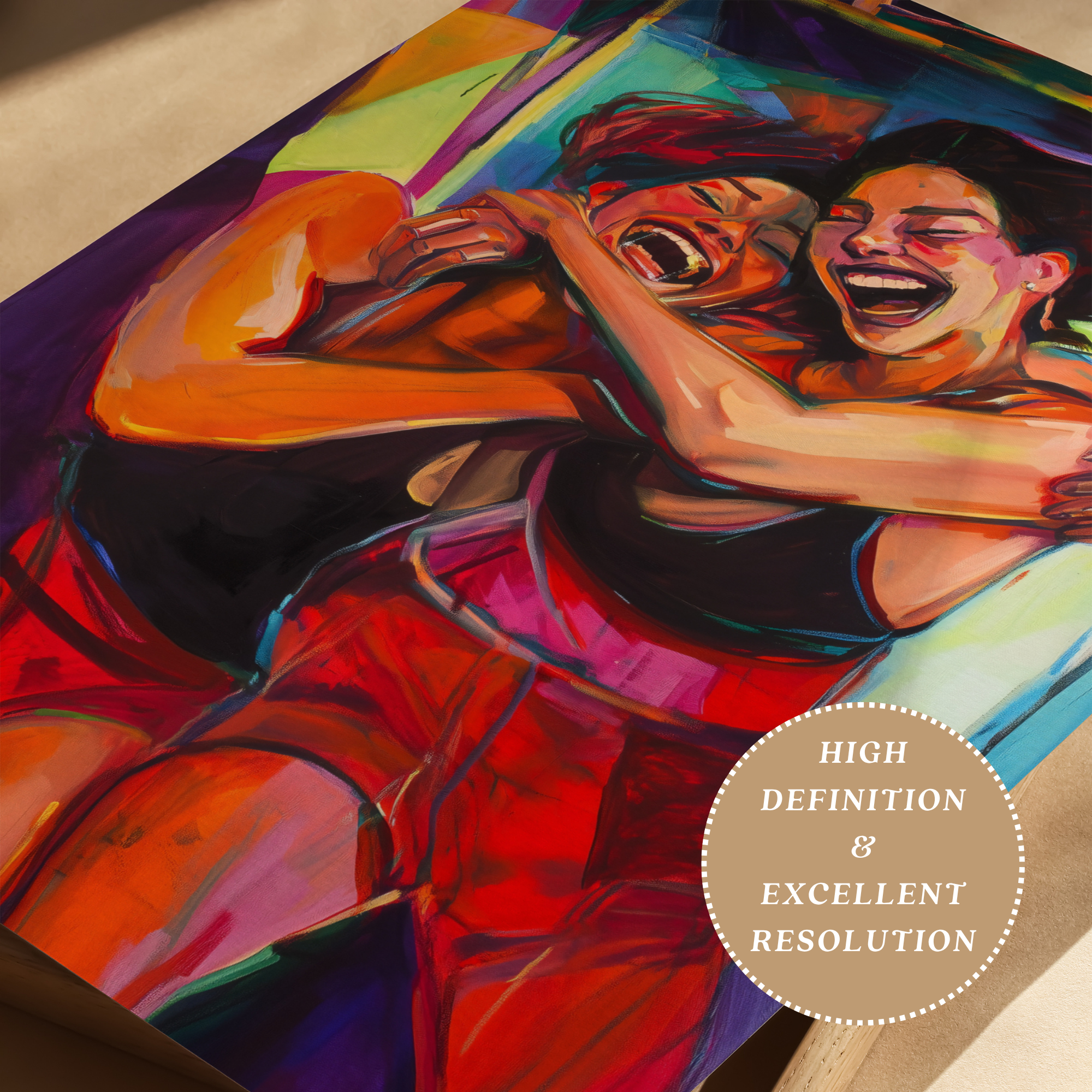 Printable sapphic wall art in a queer eclectic neon style for Pride Month decor, lesbian couple spaces, gallery walls, and inclusive home decor.