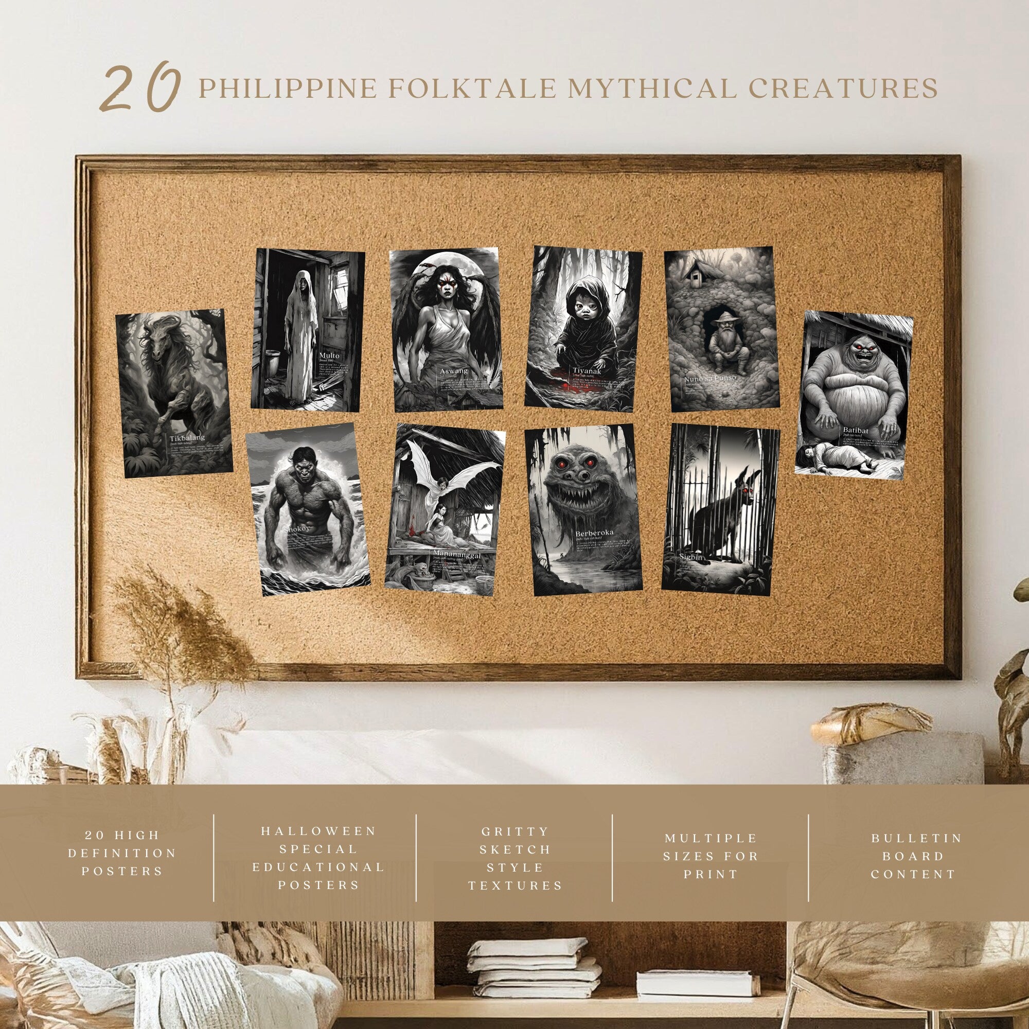 Philippine Mythological Creatures Posters Set of 20, Halloween | Digital Download