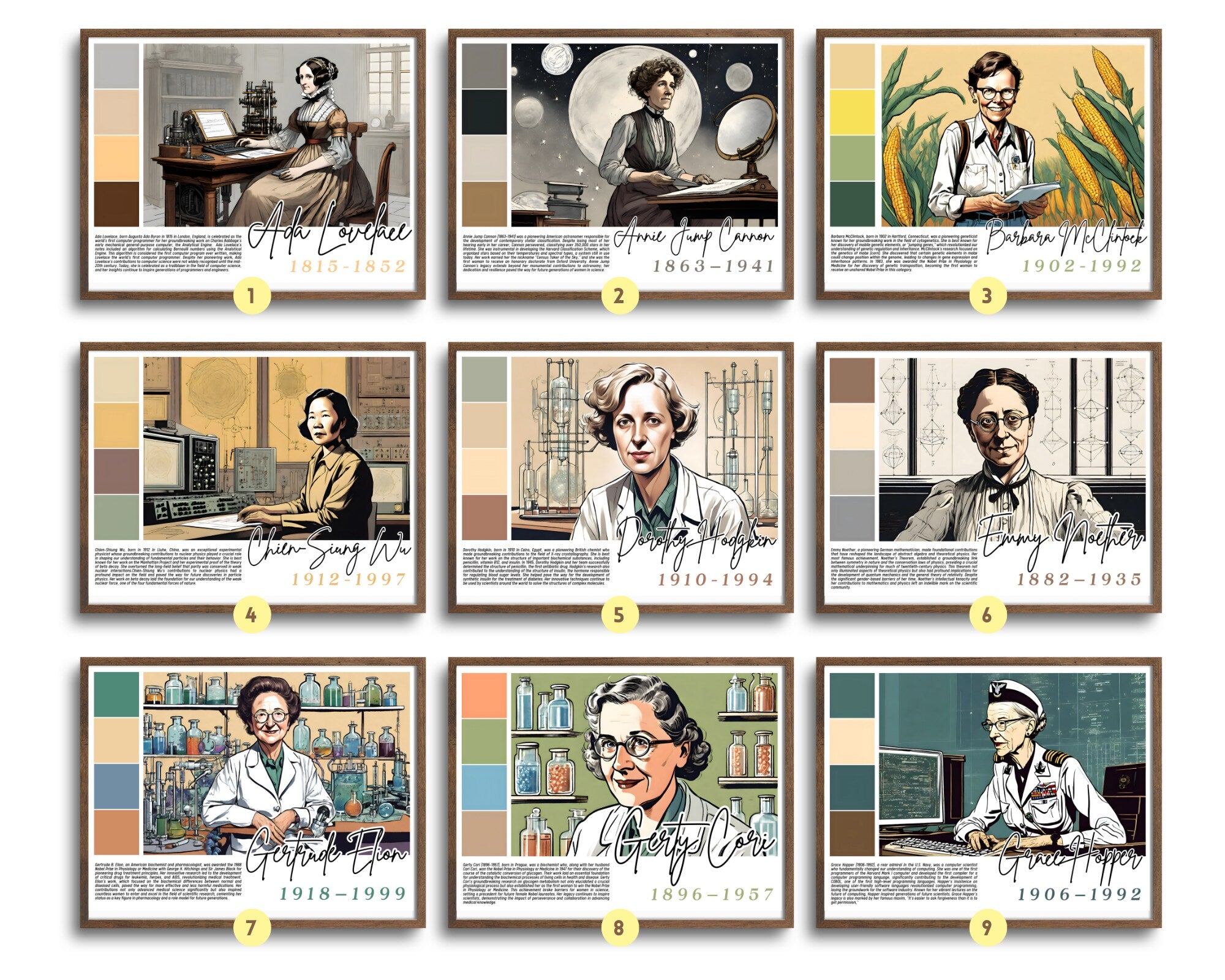 Printable Women in Science poster set of 25 featuring trailblazing women, quotes, and achievements. Perfect for STEM classrooms and bulletin boards.