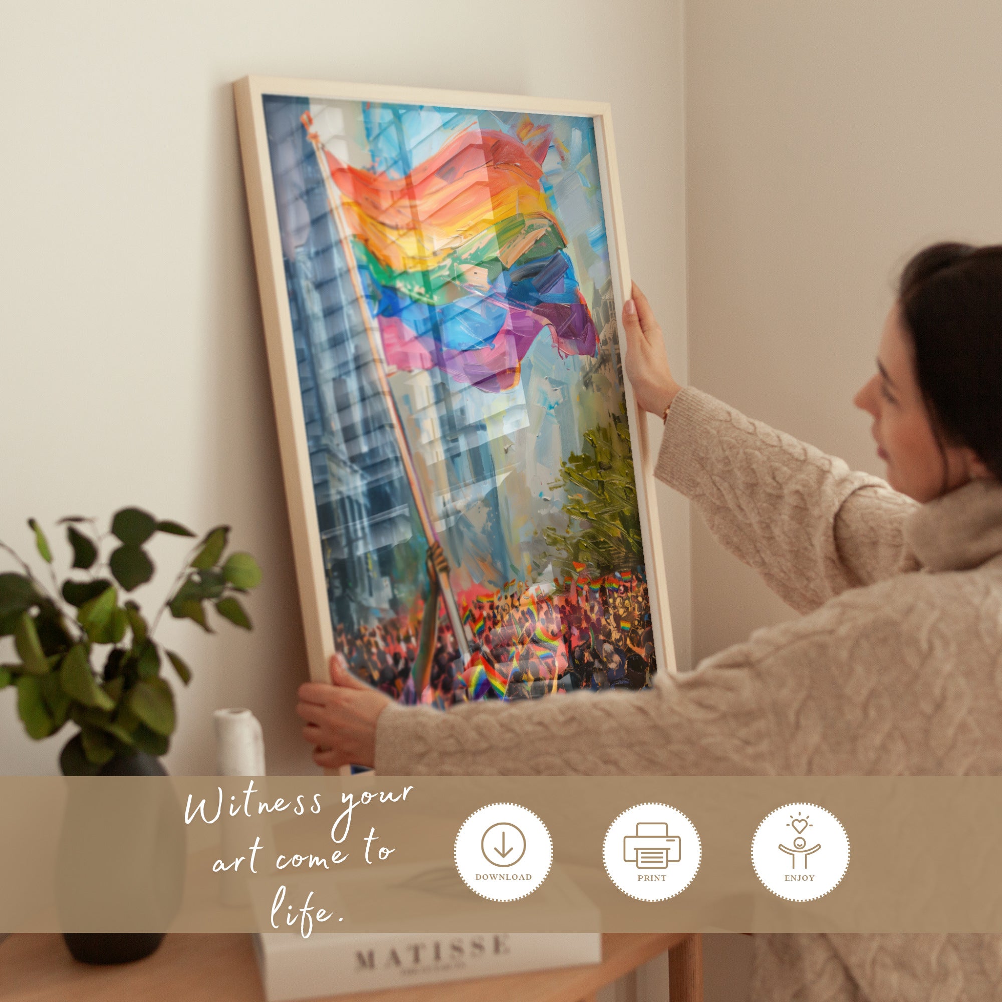 Printable Pride Month wall art featuring LGBTQIA+ history themes for inclusive classroom decor, bulletin boards, and Pride March displays.