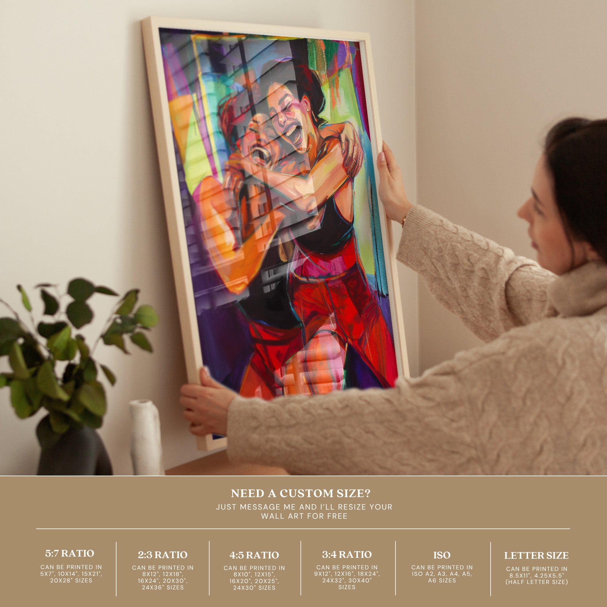 Printable sapphic wall art in a queer eclectic neon style for Pride Month decor, lesbian couple spaces, gallery walls, and inclusive home decor.