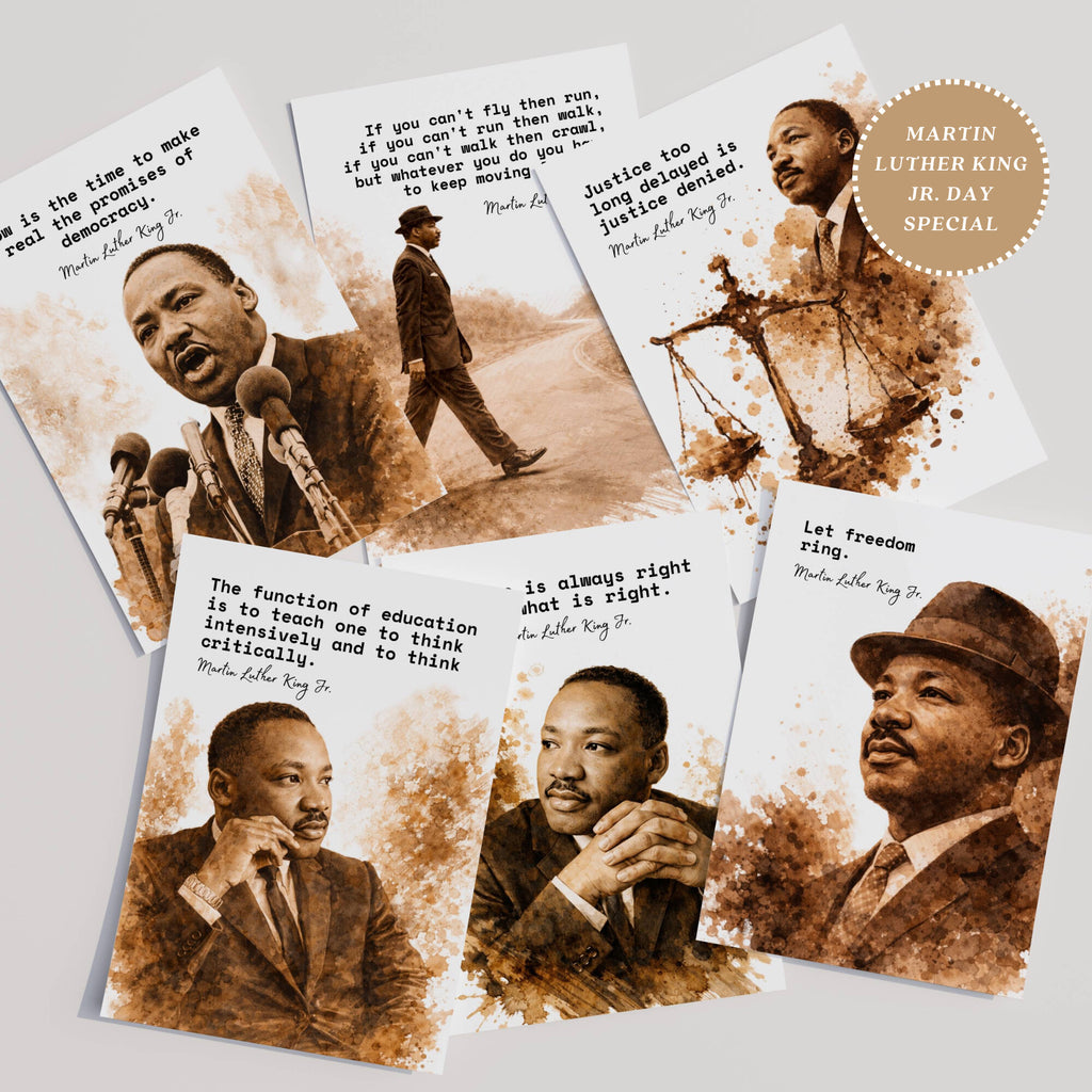 Printable Martin Luther King Jr. quote posters set of 25 for MLK Day, Black History Month, Juneteenth displays, classrooms, and bulletin boards.