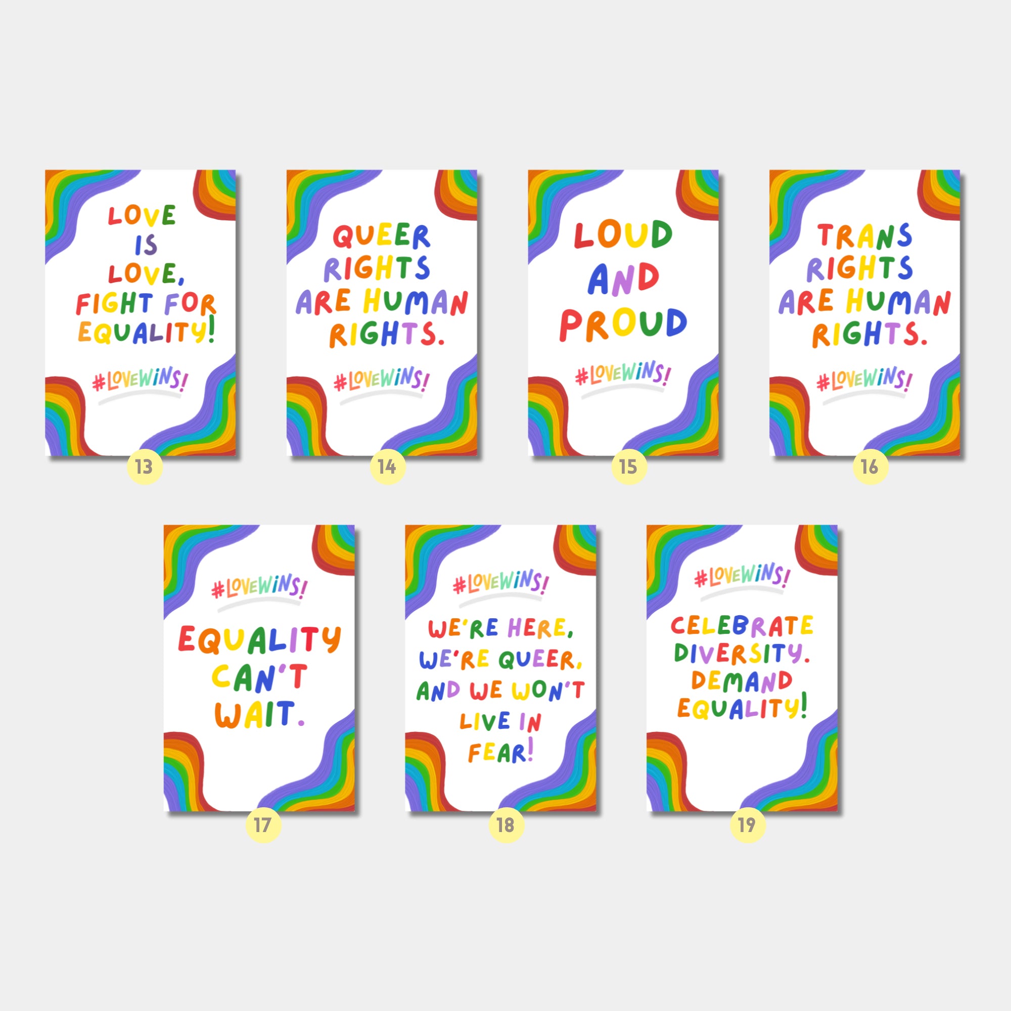 Printable Pride Month poster set of 25 for LGBTQIA+ history, inclusive classroom decor, SOGIE bulletin boards, and awareness displays.