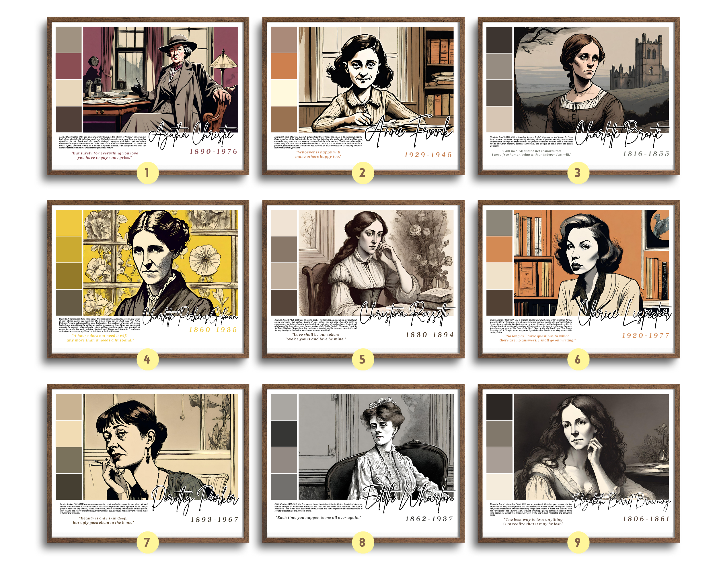 Printable Women in Literature poster set of 30 featuring famous writers, quotes, and achievements. Perfect for Women’s History Month classroom decor.