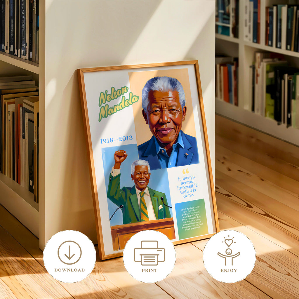 Printable peace advocates poster set of 60 featuring world leaders, famous inspirational quotes, history classroom decor, and bulletin board displays.