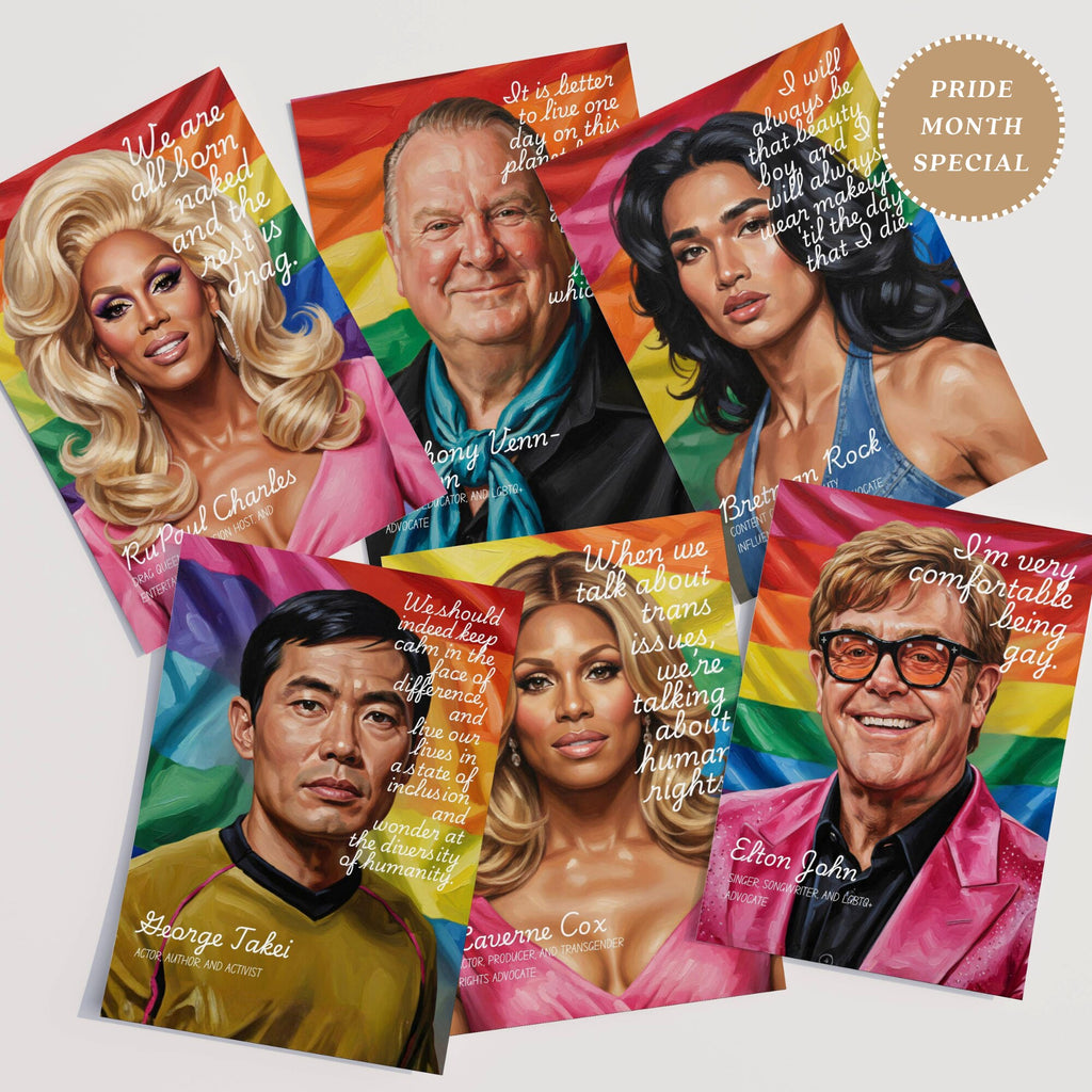 Printable Pride Month quotes poster set of 100 for LGBTQIA+ history, rainbow classroom decor, June bulletin boards, and inclusive displays.