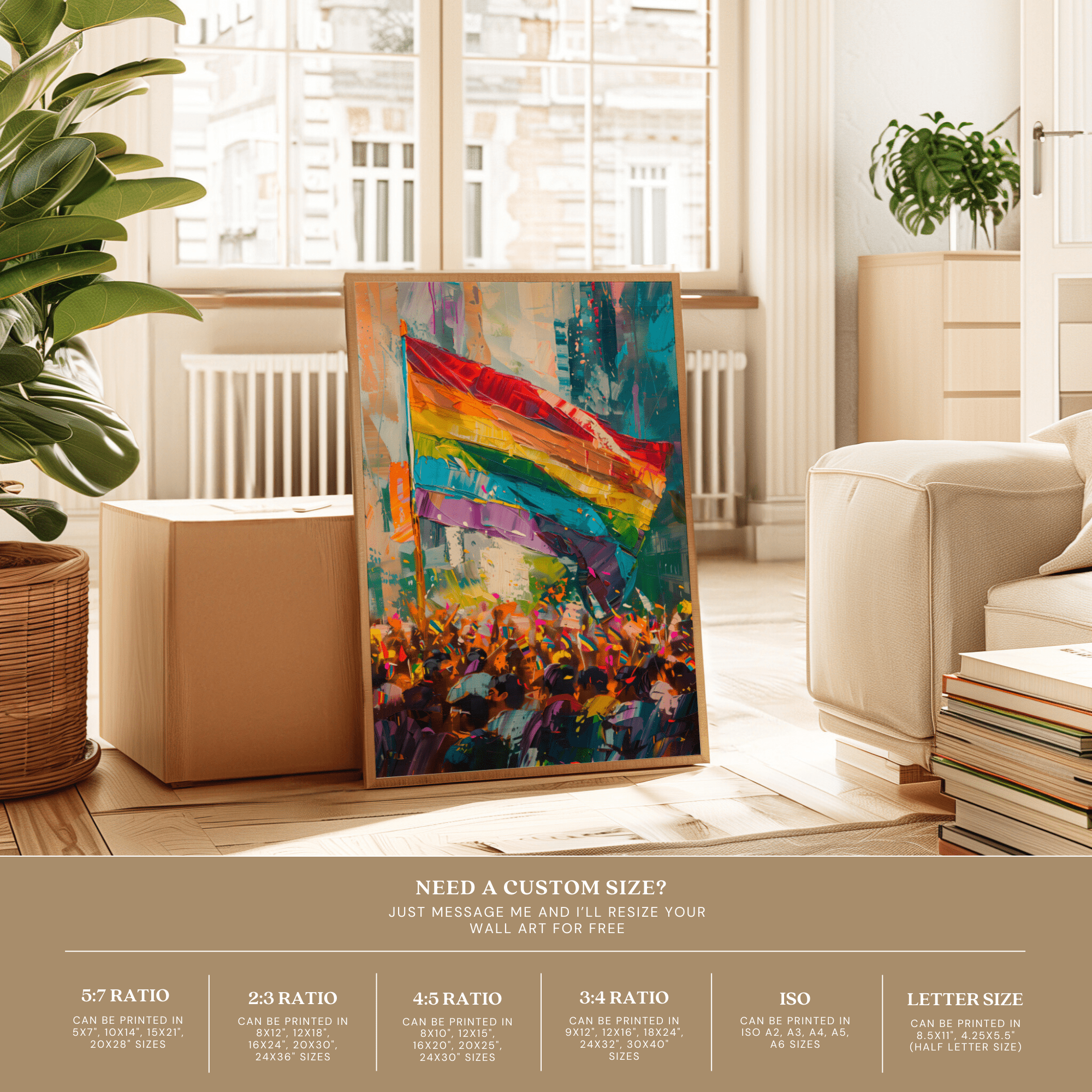 Printable Pride Month wall art featuring LGBTQIA+ history themes for inclusive classroom decor, bulletin boards, and Pride March displays.