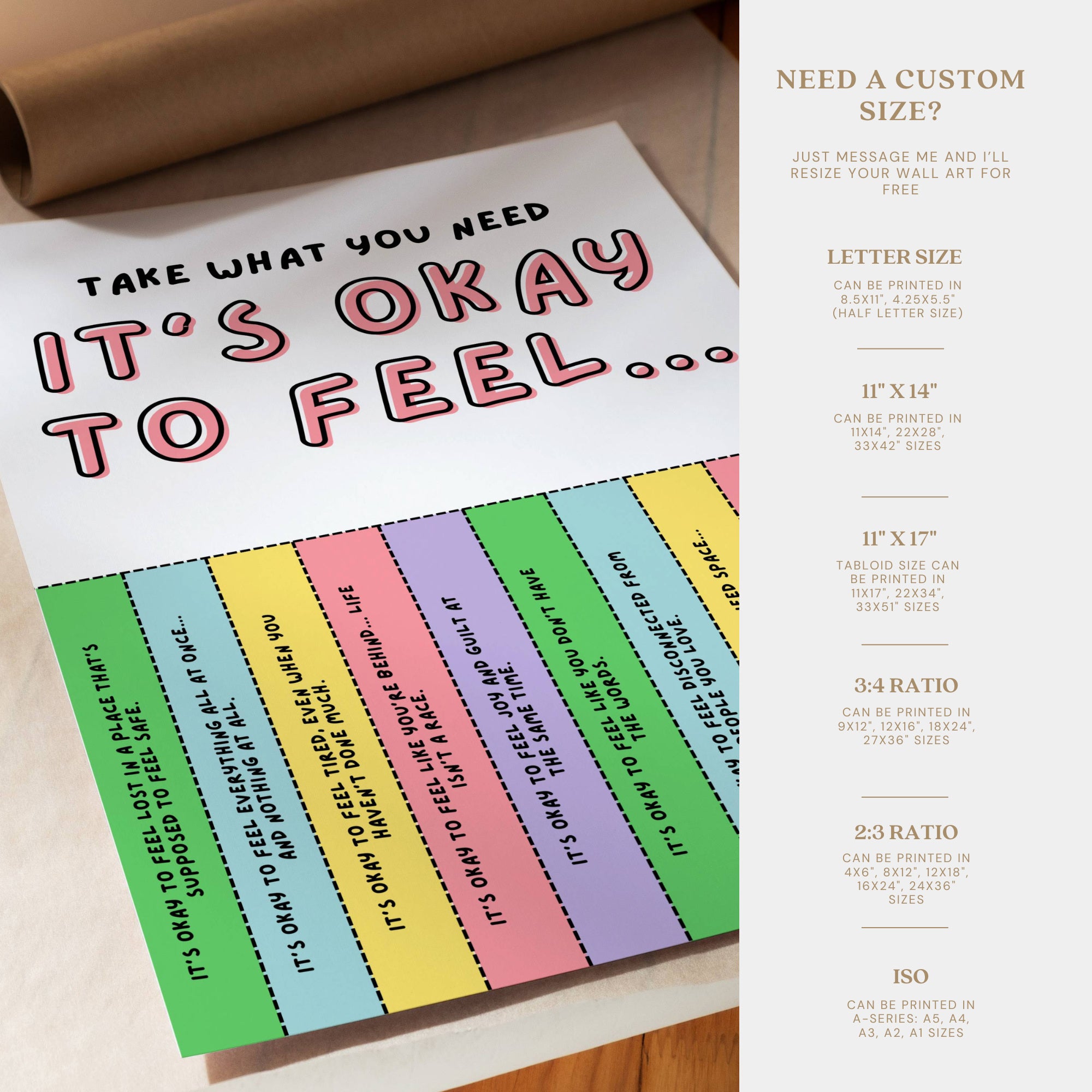 Printable Mental Health Awareness Month poster set of 50 with takeaway quotes for classroom, office, wellness bulletin boards, and decor.