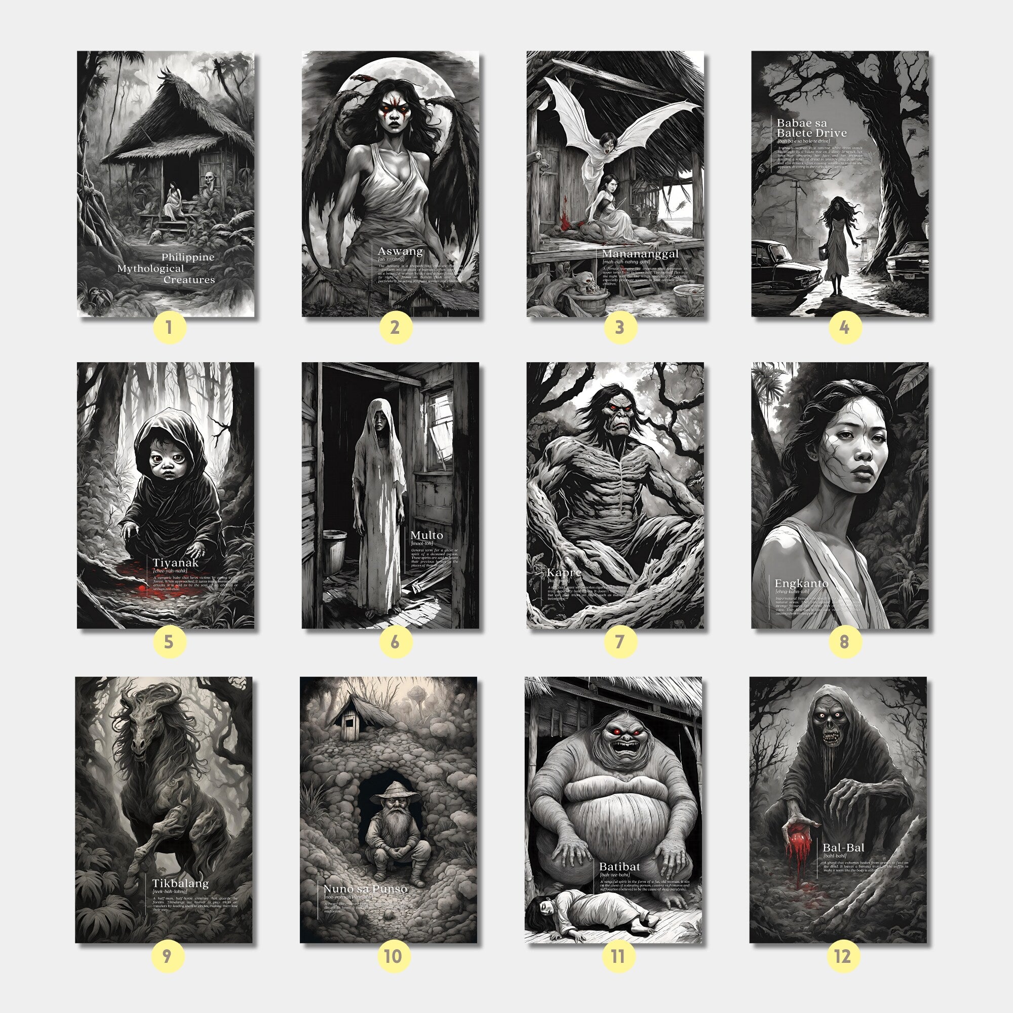 Philippine Mythological Creatures Posters Set of 20, Halloween | Digital Download