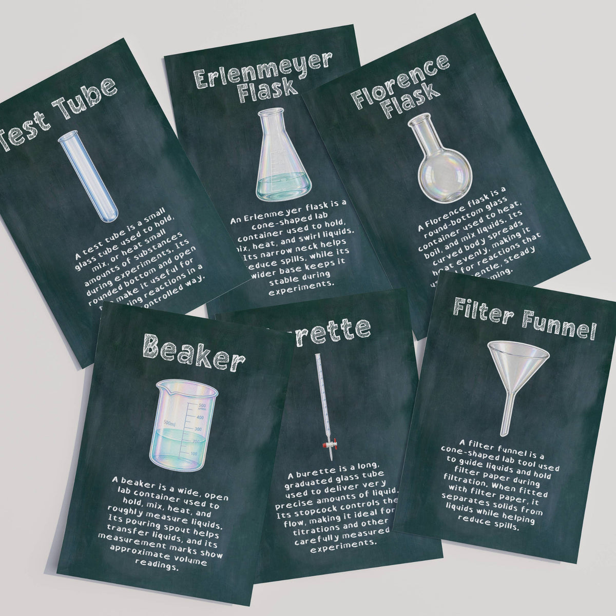 Printable science laboratory tools poster set of 200 for STEM classroom decor, equipment study displays, bulletin boards, and homeschool science walls.