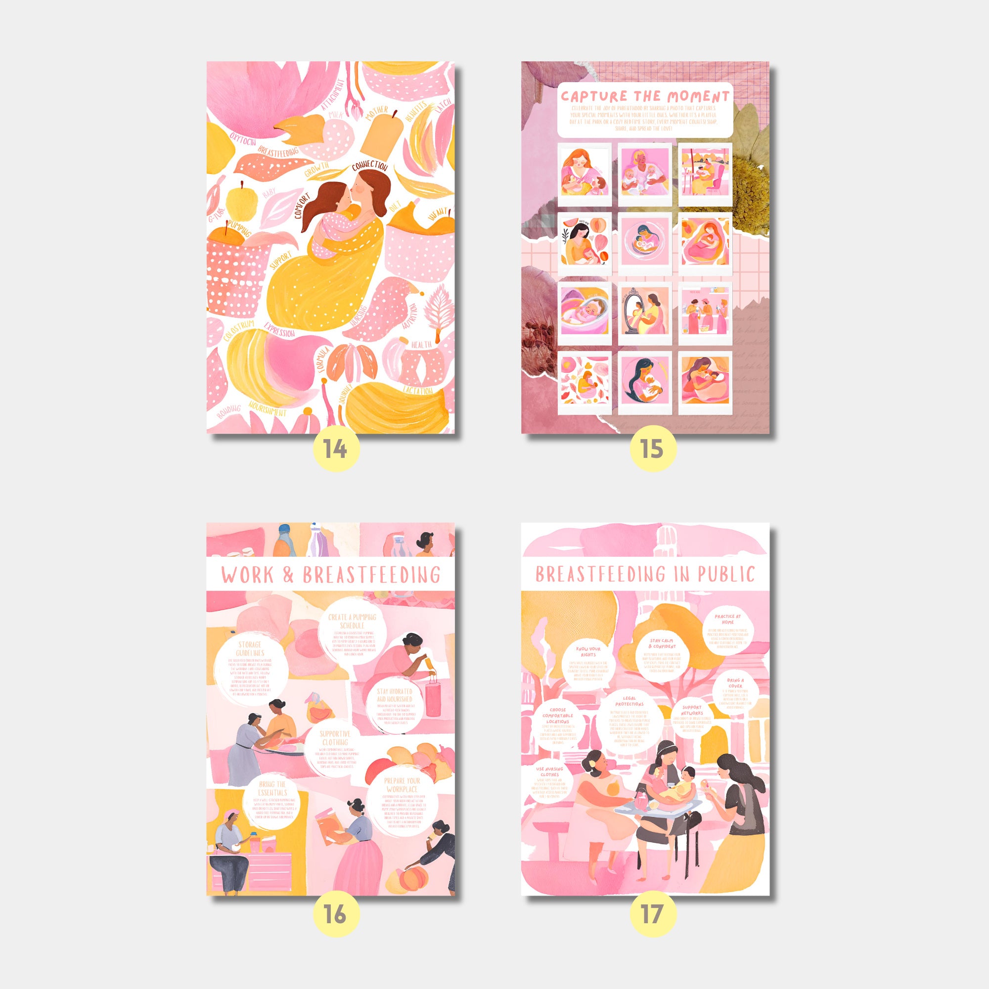 Printable breastfeeding awareness posters set of 25 for clinics, lactation consultants, National Breastfeeding Month, mom support spaces, and displays.