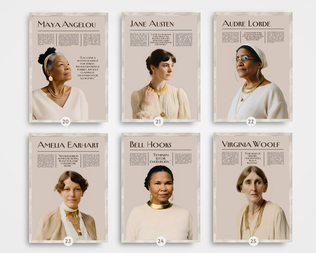 Printable Women’s History Month poster set of 25 featuring inspirational changemakers and quotes. Perfect for classroom decor, bulletin boards, and displays.