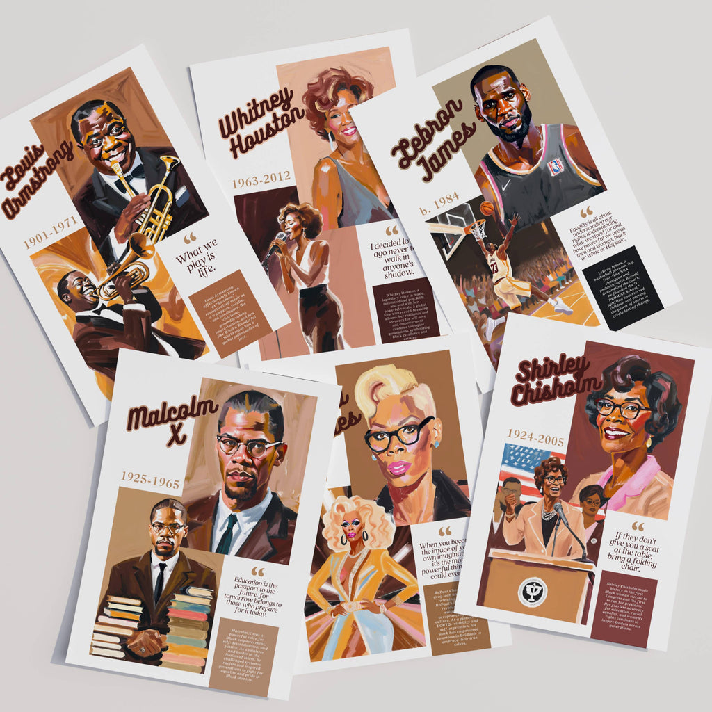 Printable Black History Month poster set of 85 featuring African American and African heritage icons, famous quotes, classroom decor, and bulletin boards.