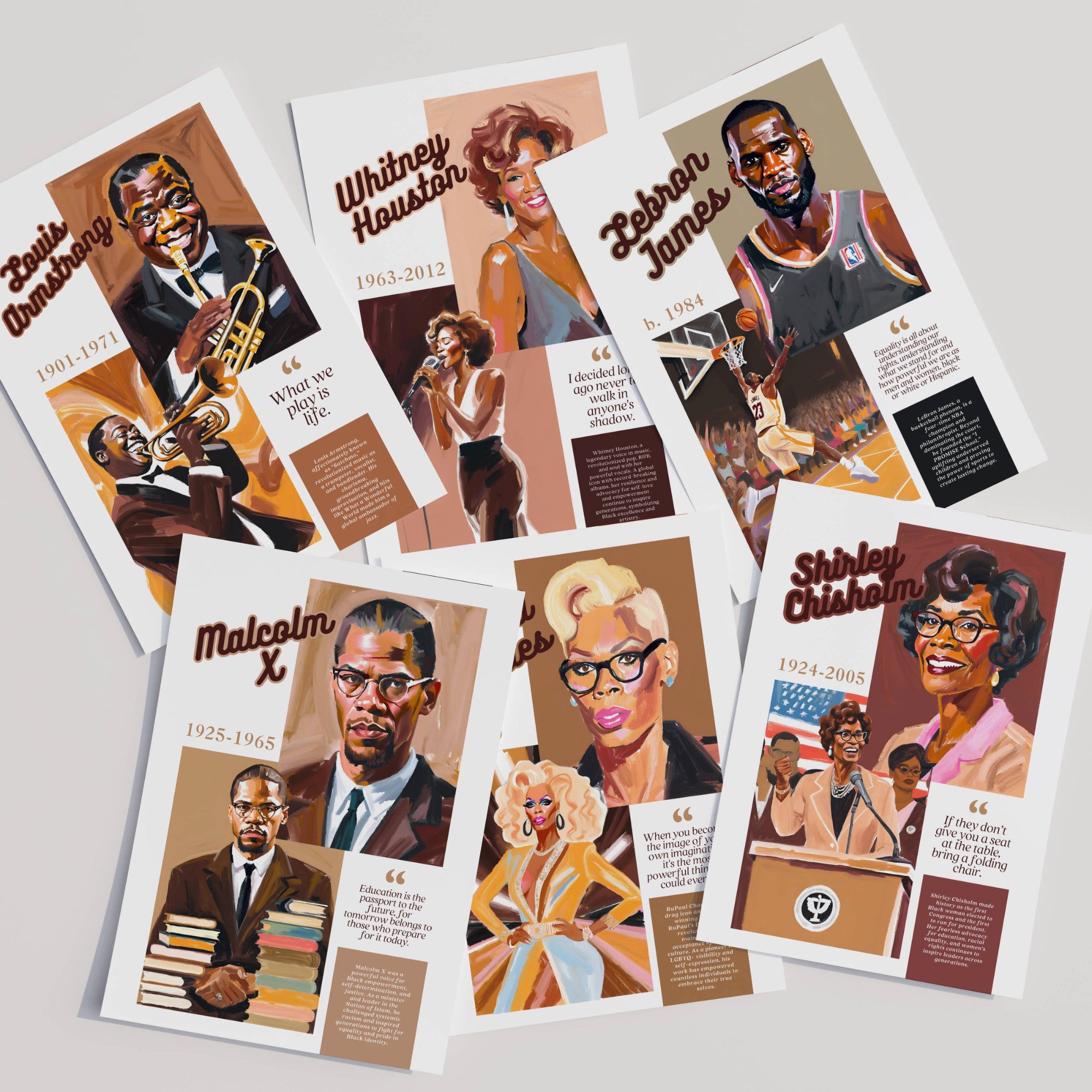 Printable Black History Month poster set of 85 featuring African American and African heritage icons, famous quotes, classroom decor, and bulletin boards.