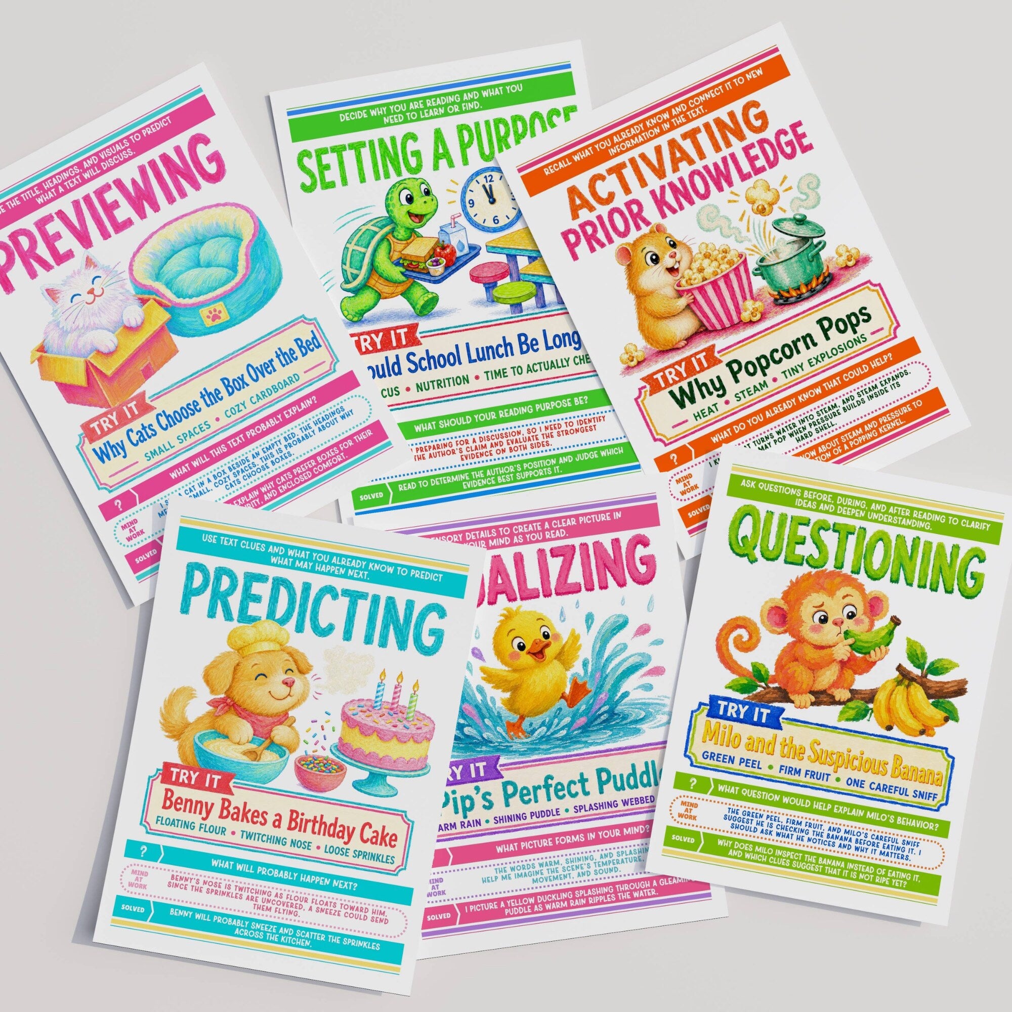 Reading Comprehension Skills Posters Set of 30, ELA Classroom | Digital Download