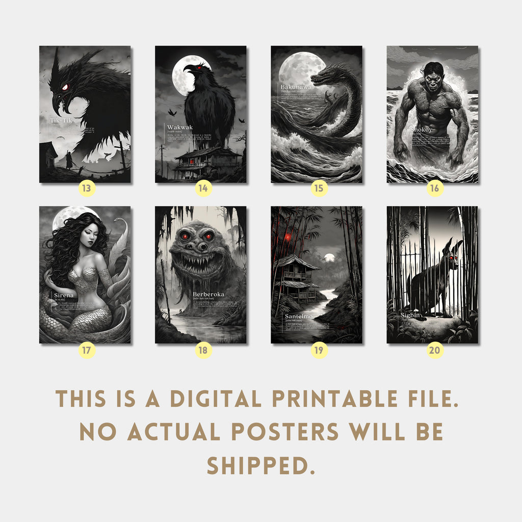 Philippine Mythological Creatures Posters Set of 20, Halloween | Digital Download