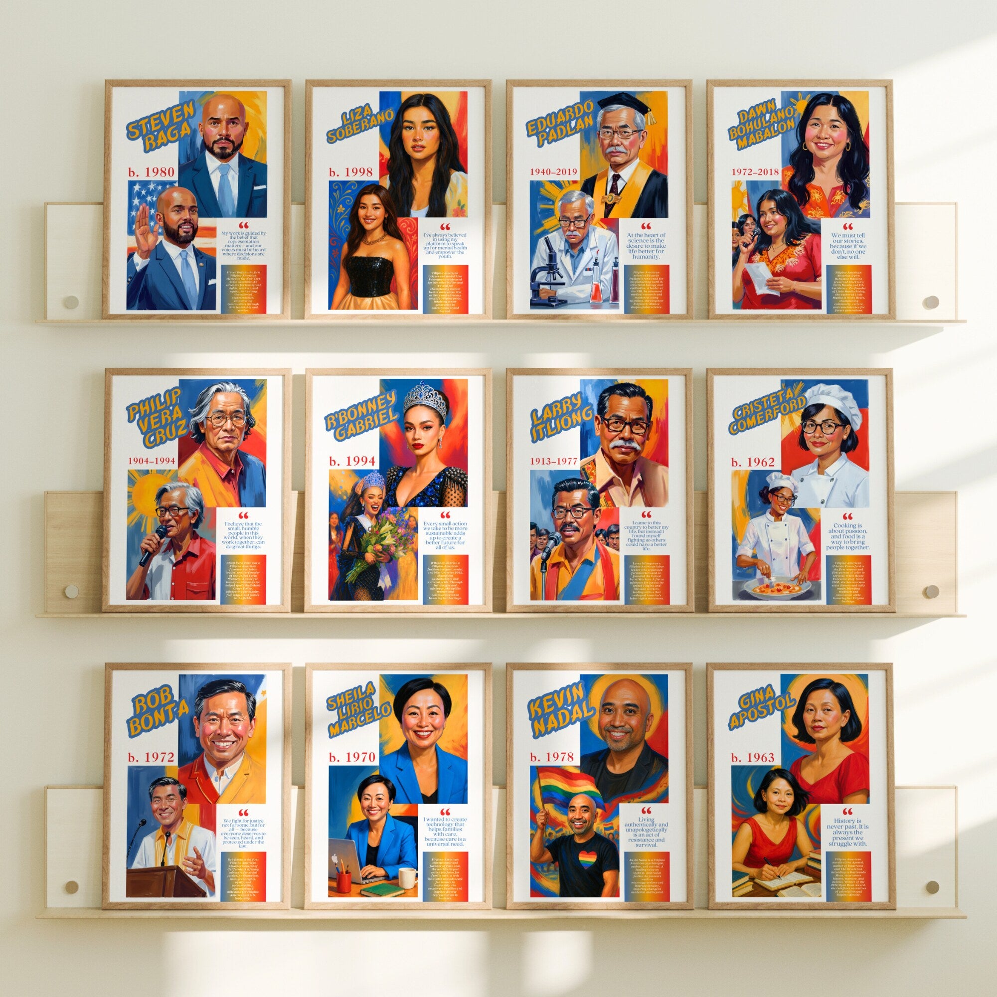 Printable Filipino American History Month poster set of 50 for October bulletin boards, classroom decor, history lessons, and cultural displays.
