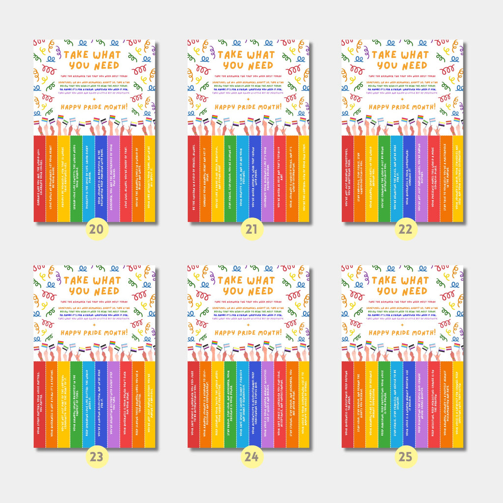 Printable Pride Month poster set of 25 for LGBTQIA+ history, inclusive classroom decor, SOGIE bulletin boards, and awareness displays.