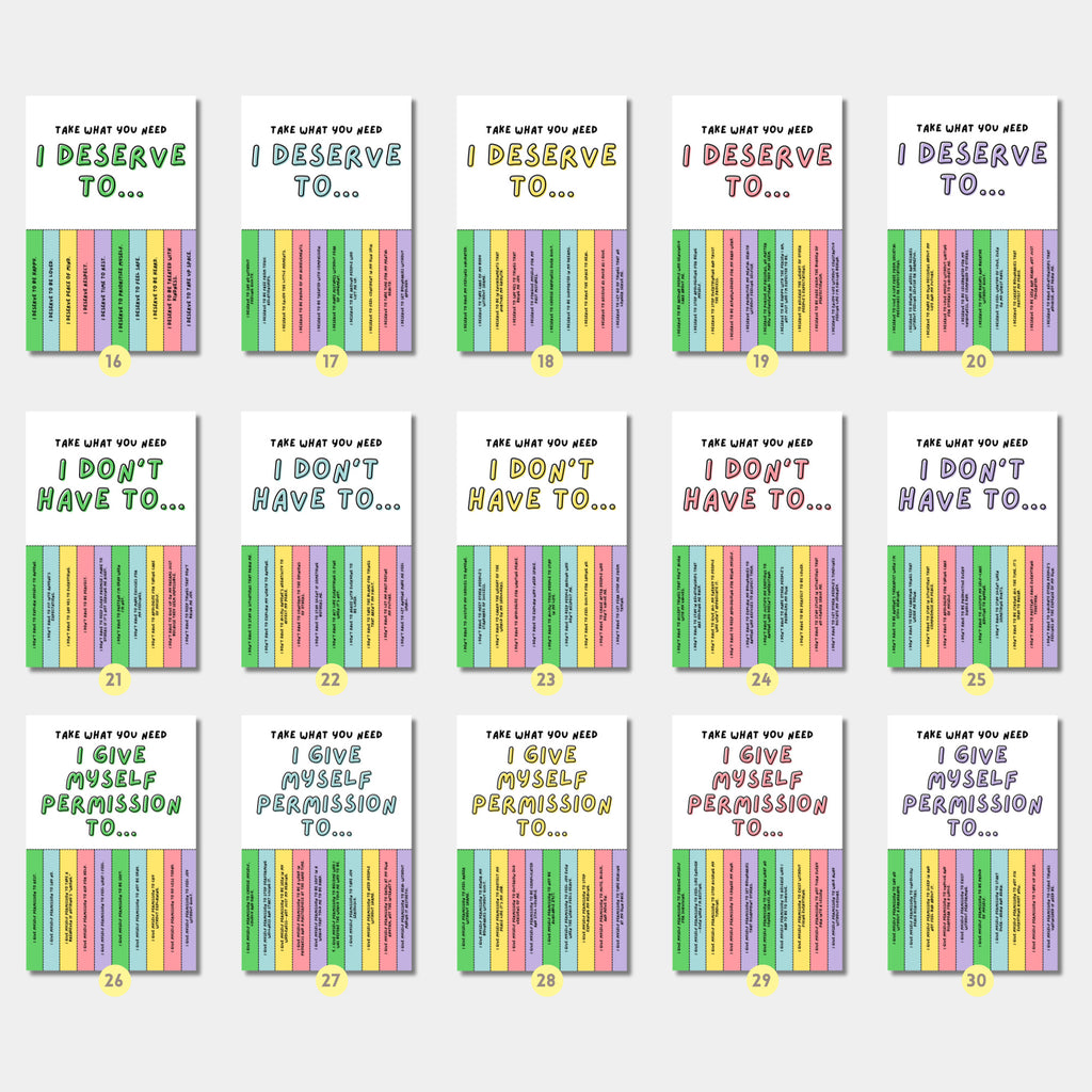 Printable Mental Health Awareness Month poster set of 50 with takeaway quotes for classroom, office, wellness bulletin boards, and decor.