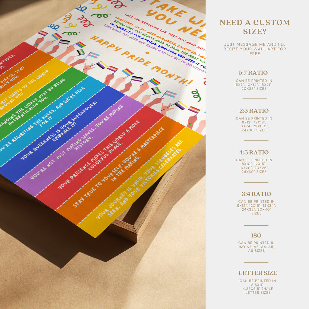 Printable Pride Month poster set of 25 for LGBTQIA+ history, inclusive classroom decor, SOGIE bulletin boards, and awareness displays.