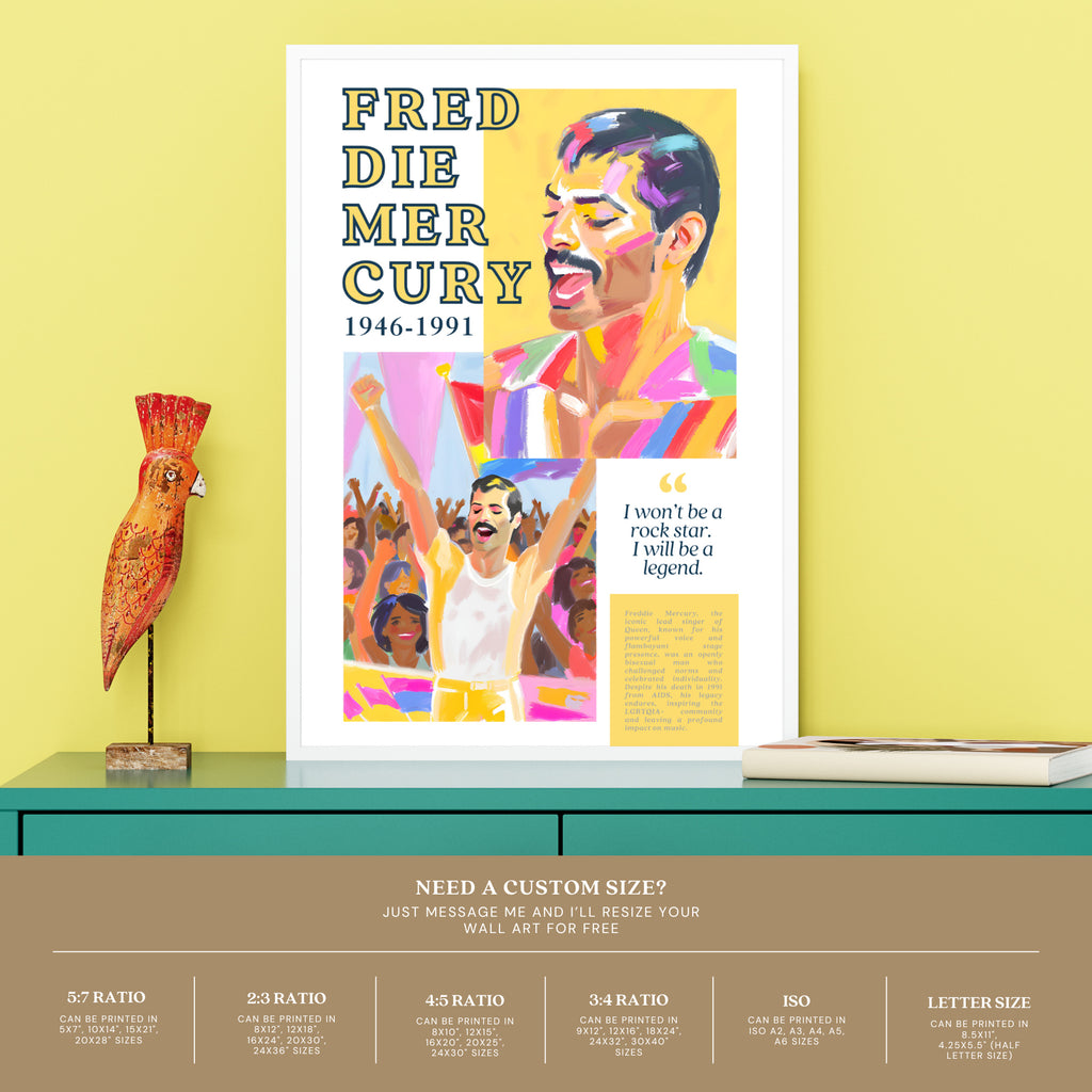 Printable Pride Month poster set of 25 featuring LGBT icons, LGBTQIA+ history, queer quotes, SOGIE displays, and rainbow minimalist decor.