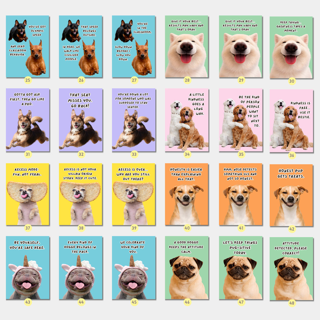 Printable funny class rules dog meme posters for middle school and high school classroom decor, teacher bulletin boards, and playful displays.