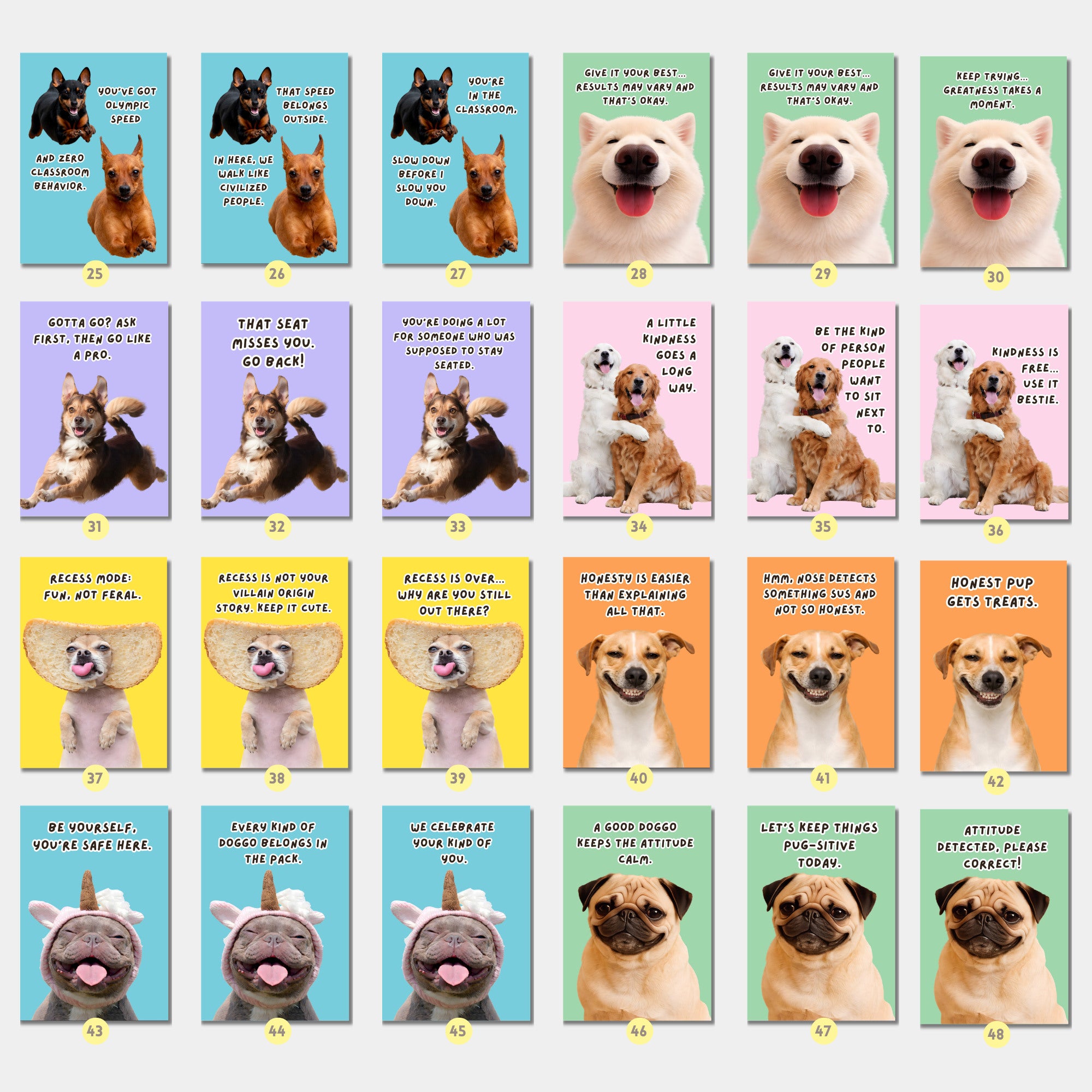 Printable funny class rules dog meme posters for middle school and high school classroom decor, teacher bulletin boards, and playful displays.