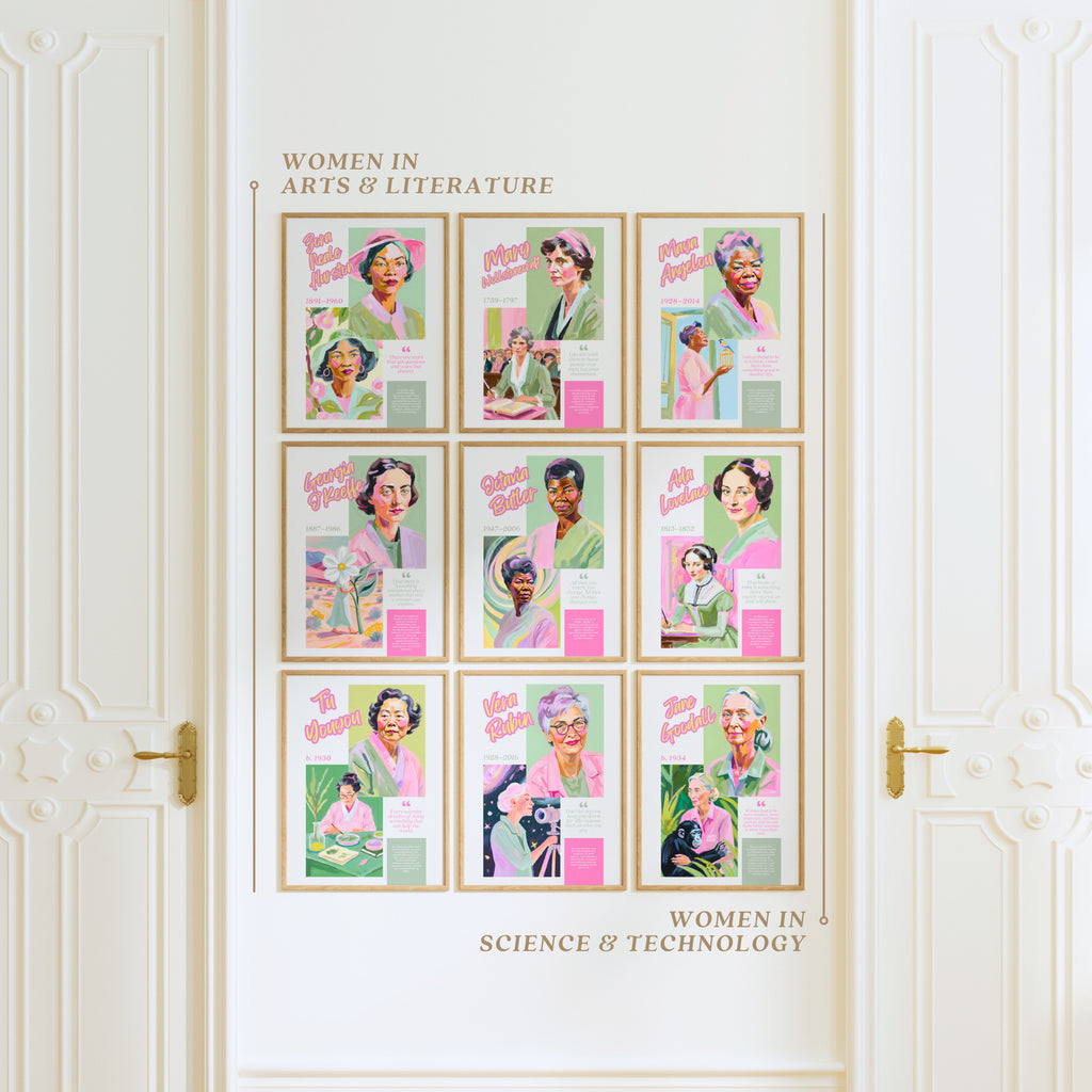 Printable Women’s History Month poster mega bundle with 200+ iconic women posters for classroom decor, bulletin boards, history lessons, and displays.