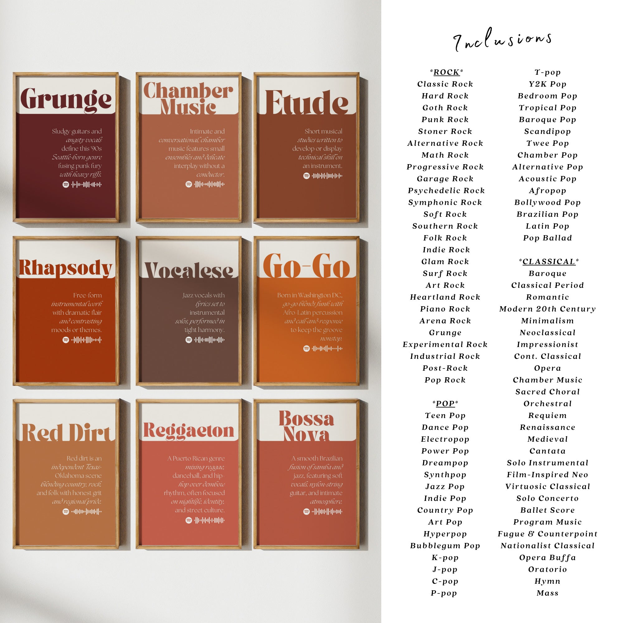Printable music genres mega bundle with 600 posters for music classroom decor, studio displays, gallery walls, and educational bulletin boards.